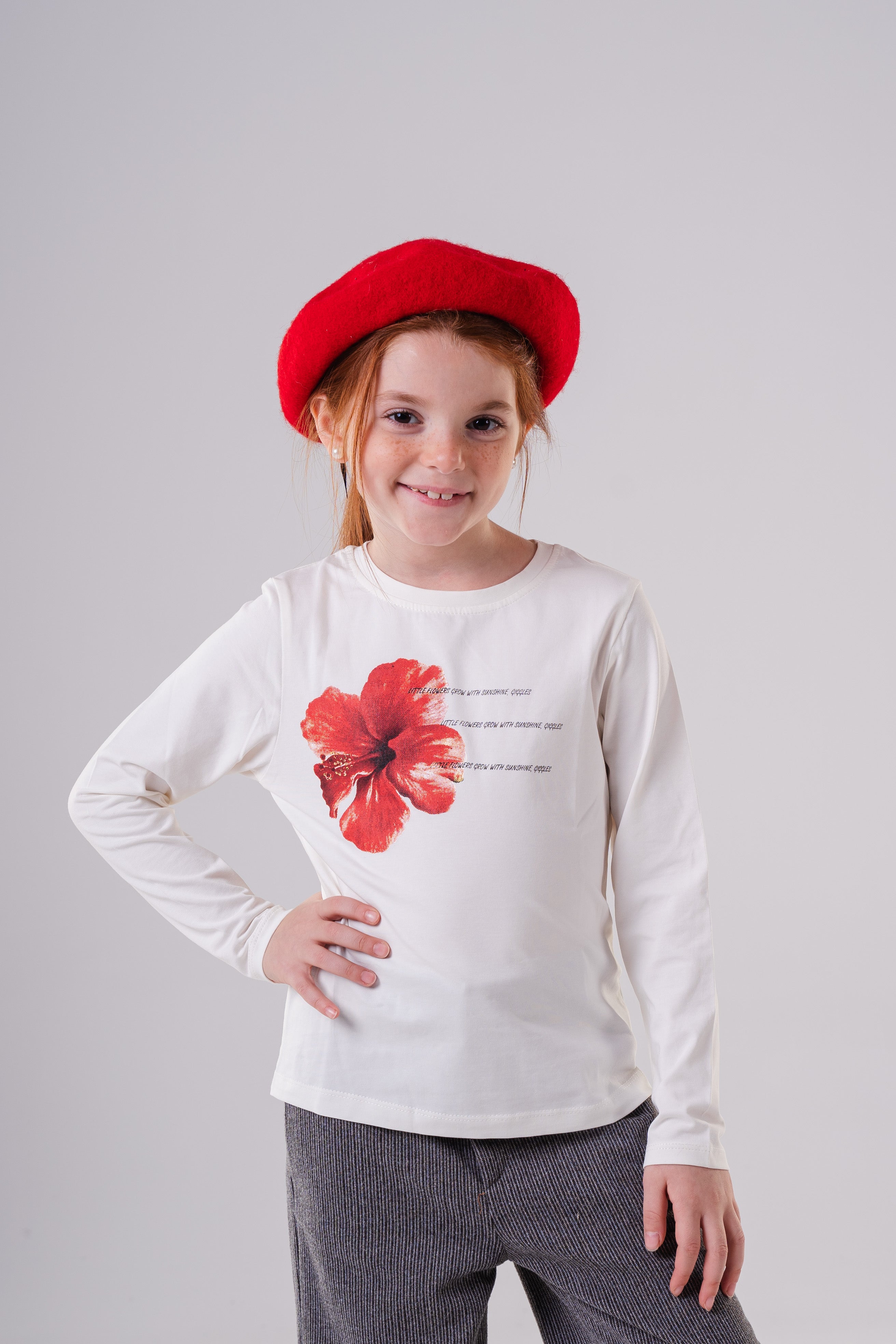 Girls Floral Print Casual Sweatshirt