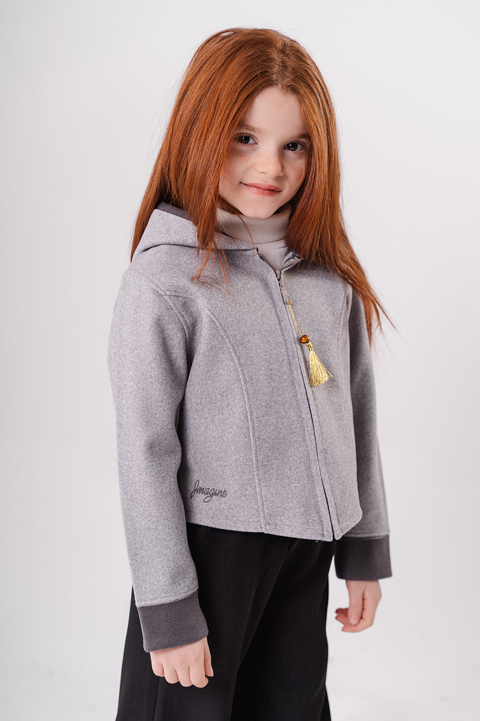 Gray Girls Gogh jacket With Hood