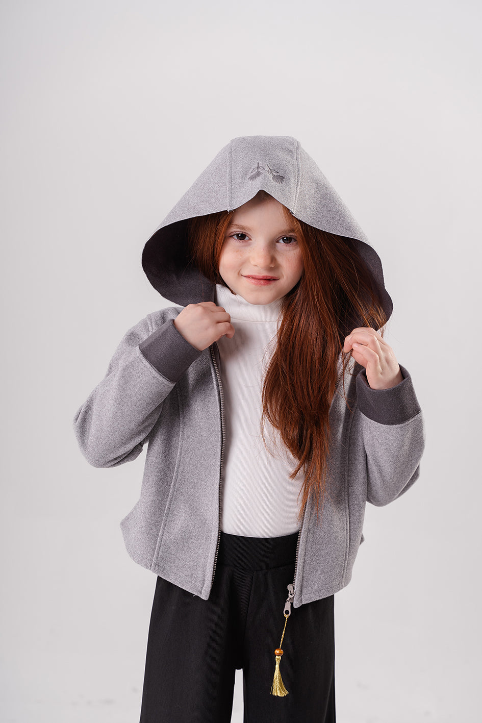 Gray Girls Gogh jacket With Hood