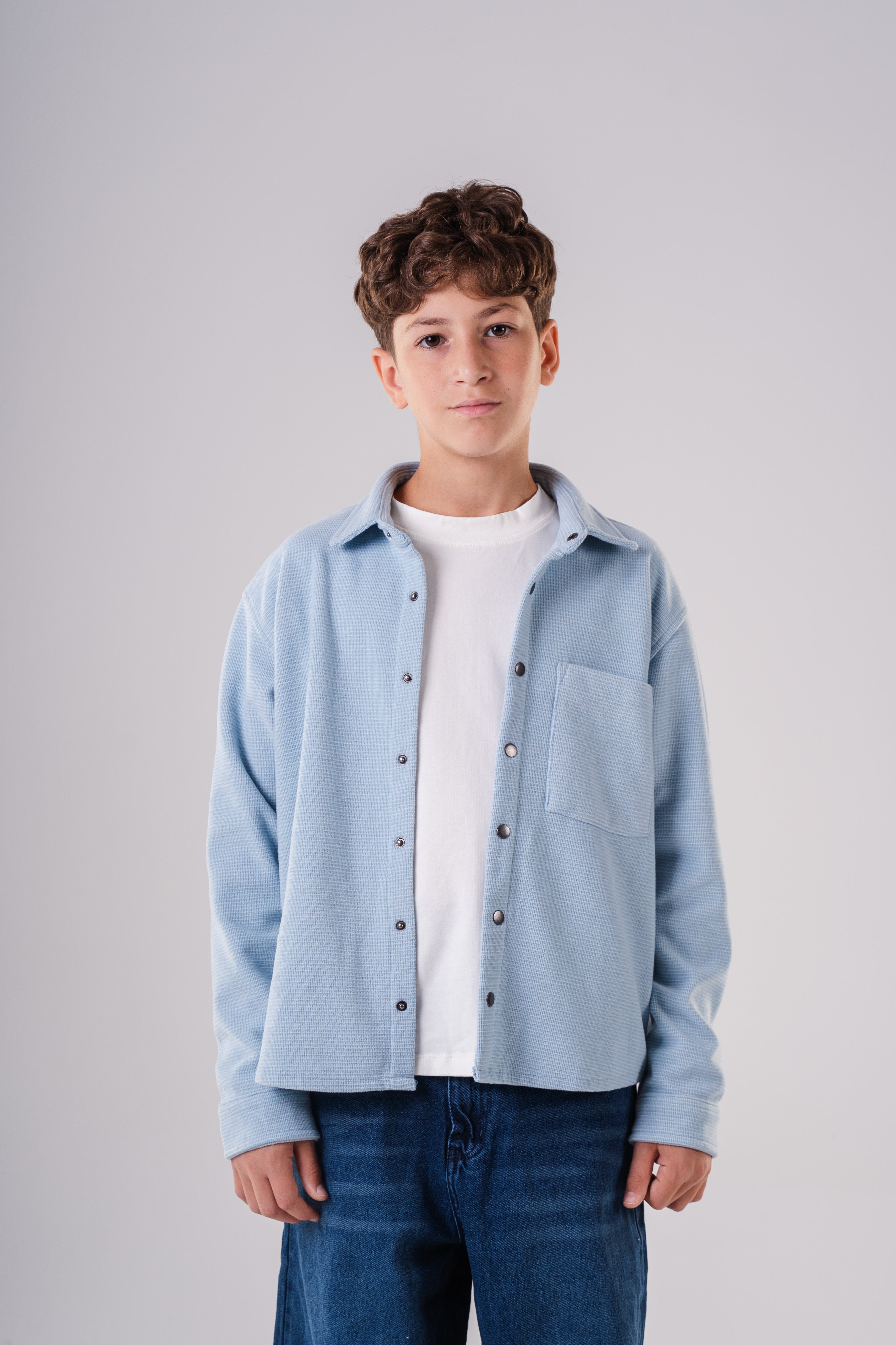 Comfort-Fit Waffle Knit Button-Up Shirt