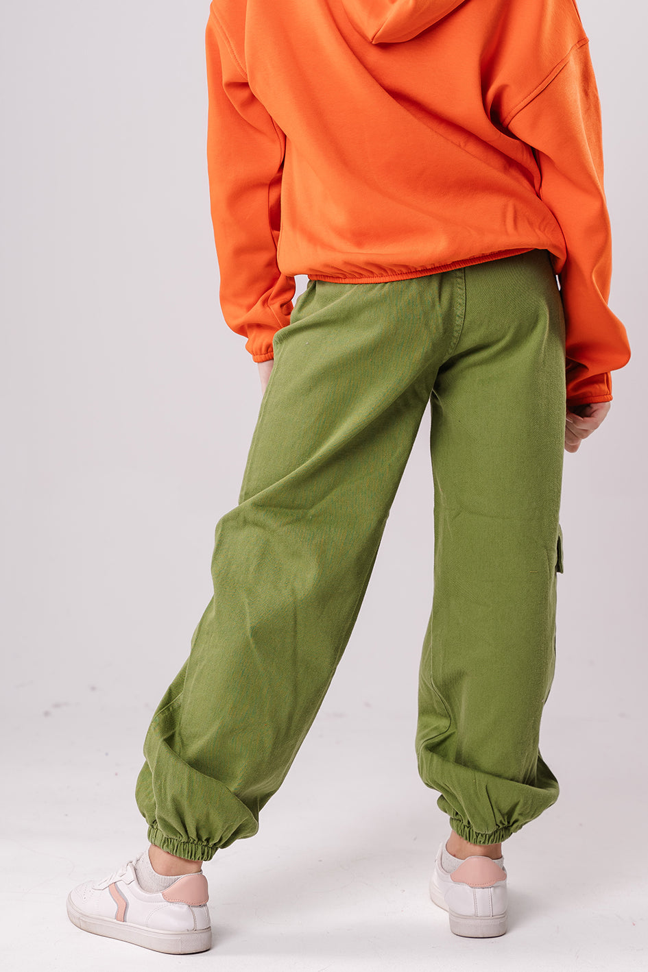 Girls Olive Baggy-fit Trousers