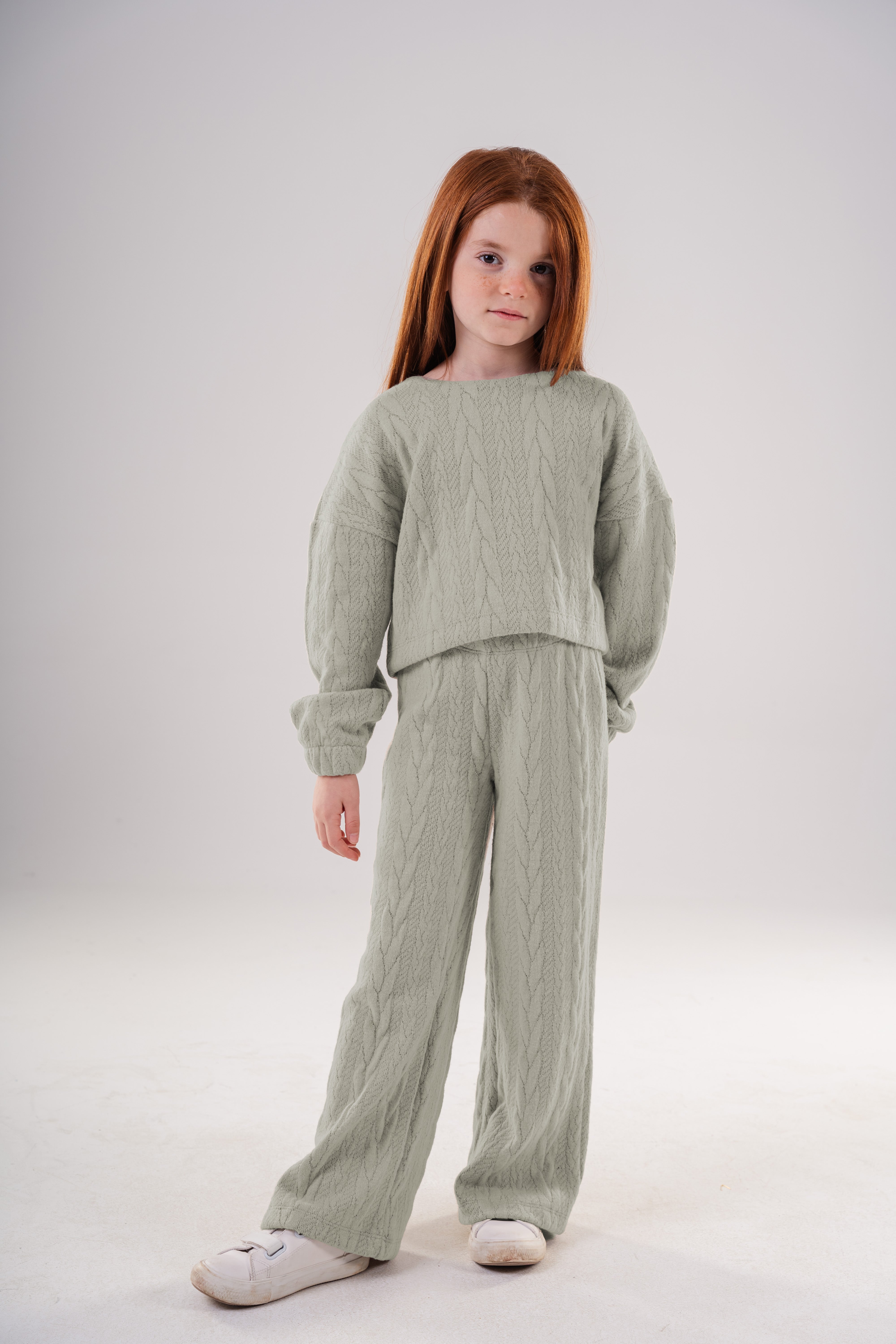 Girls Cozy Knitted Loungewear Set