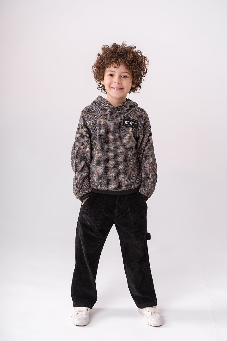 Boys Black Straight Fit velvet Trousers