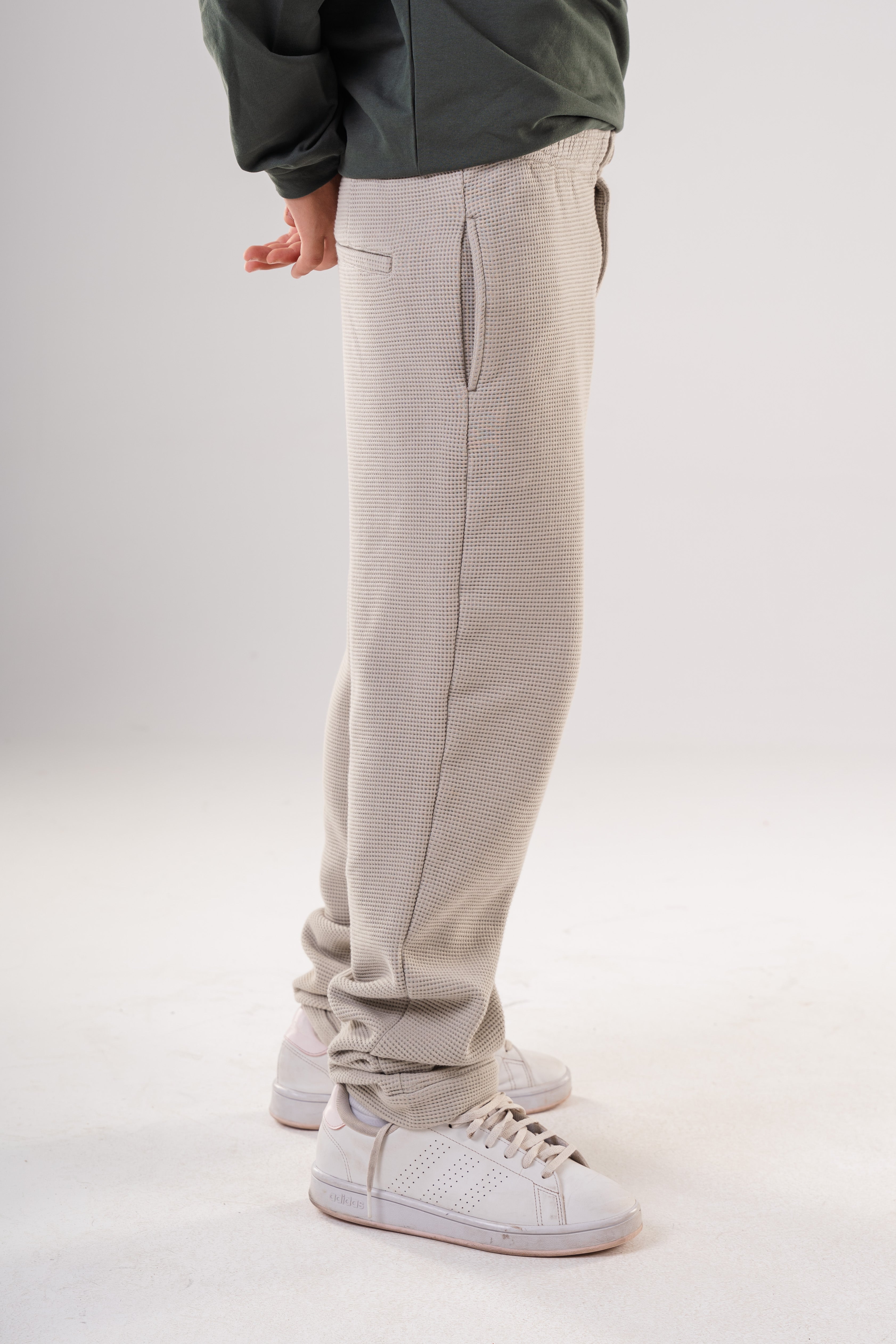 Boy's Relaxed Fit Micro-Patterned Casual Trousers