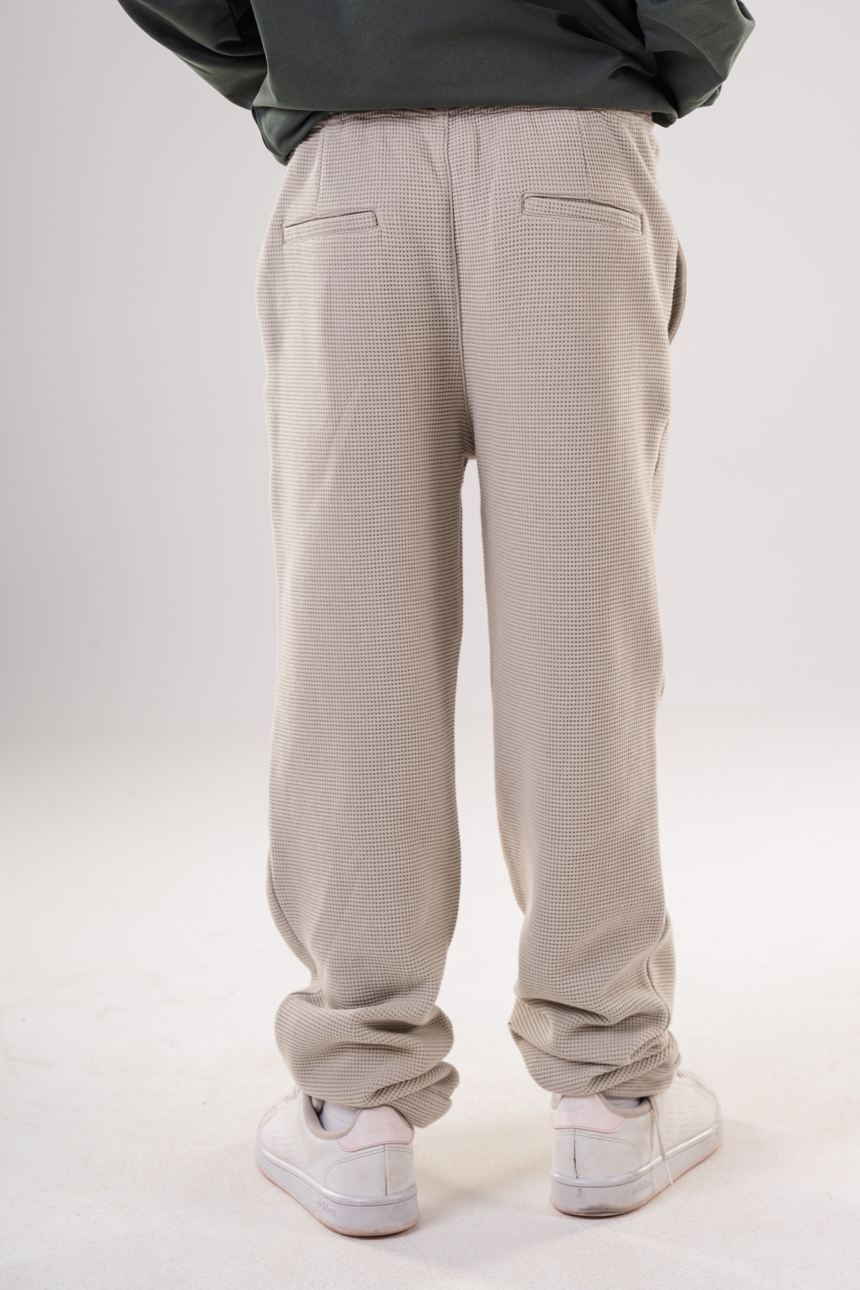 Boy's Relaxed Fit Micro-Patterned Casual Trousers
