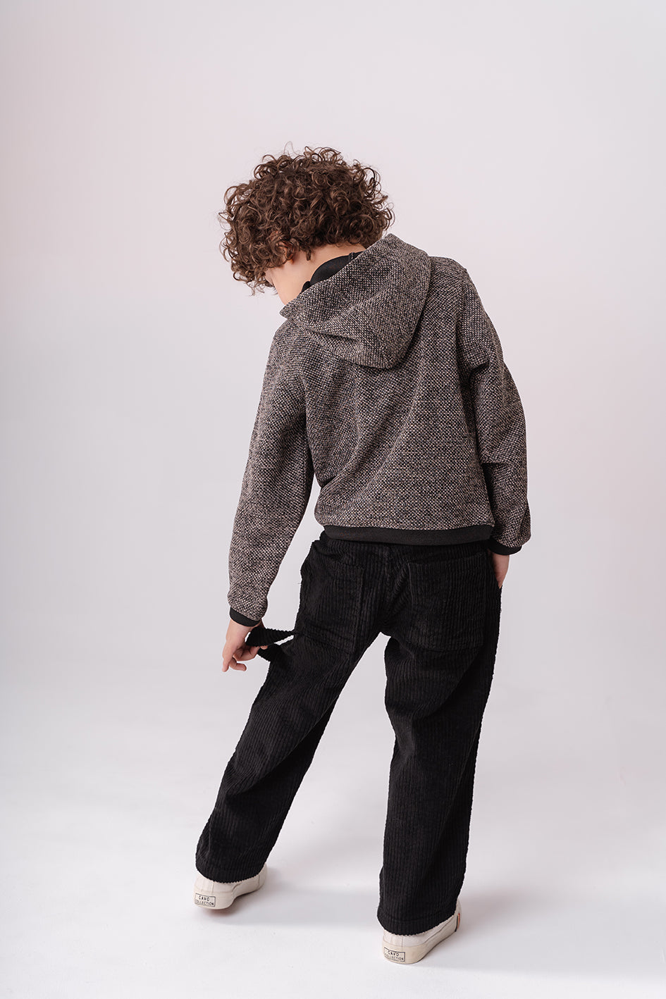 Boys Black Straight Fit velvet Trousers