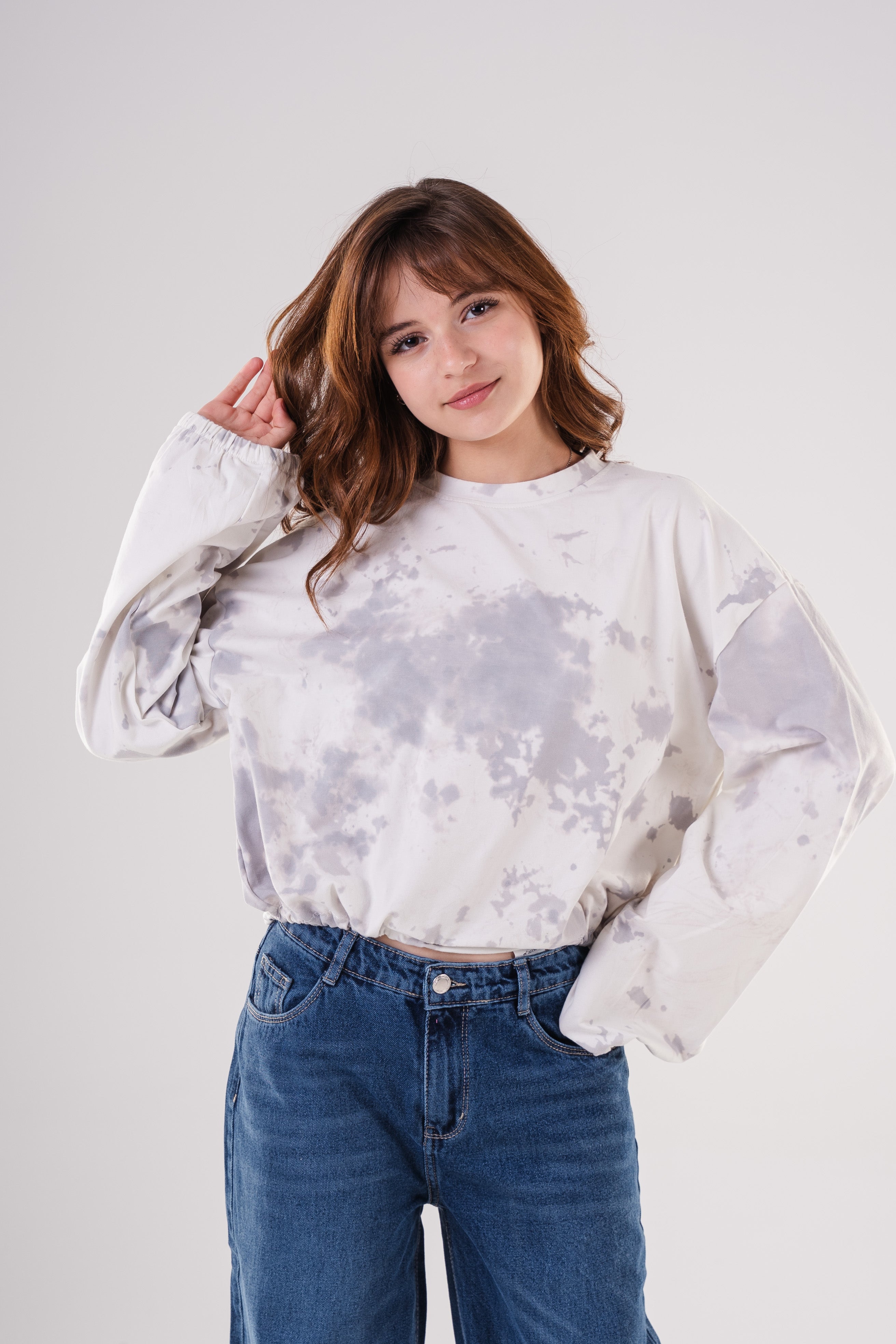 Girls Tie-Dye Cropped Sweatshirt