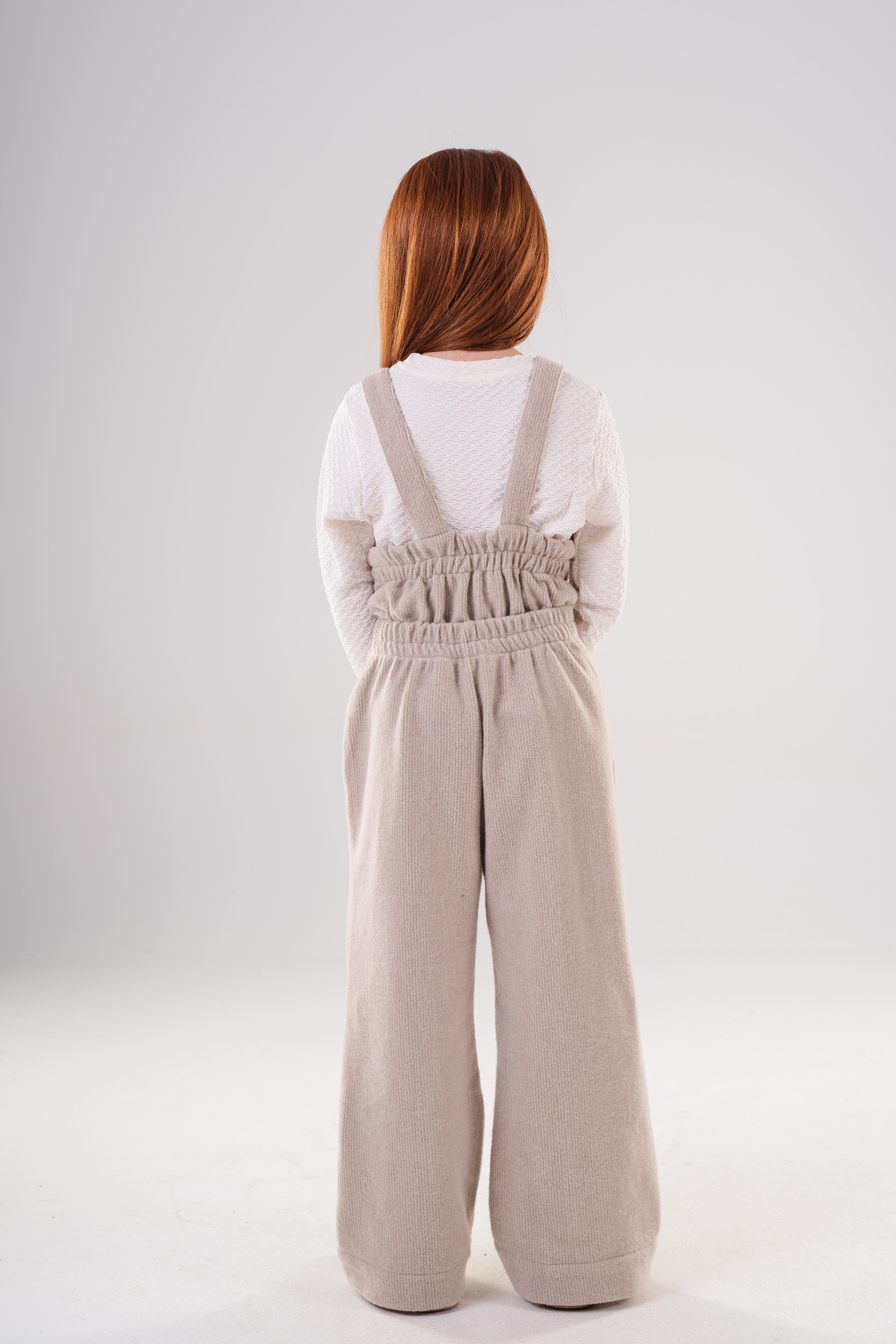 Girls Corduroy Wide-Leg Overalls Jumpsuit with Half-Zip