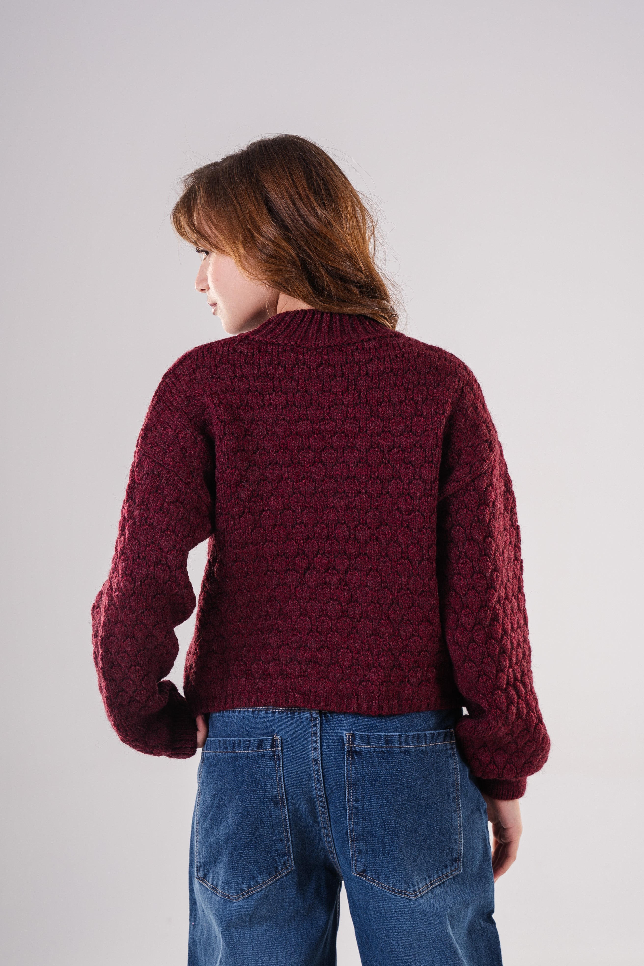 Girls' Textured Bubble Knit Sweater