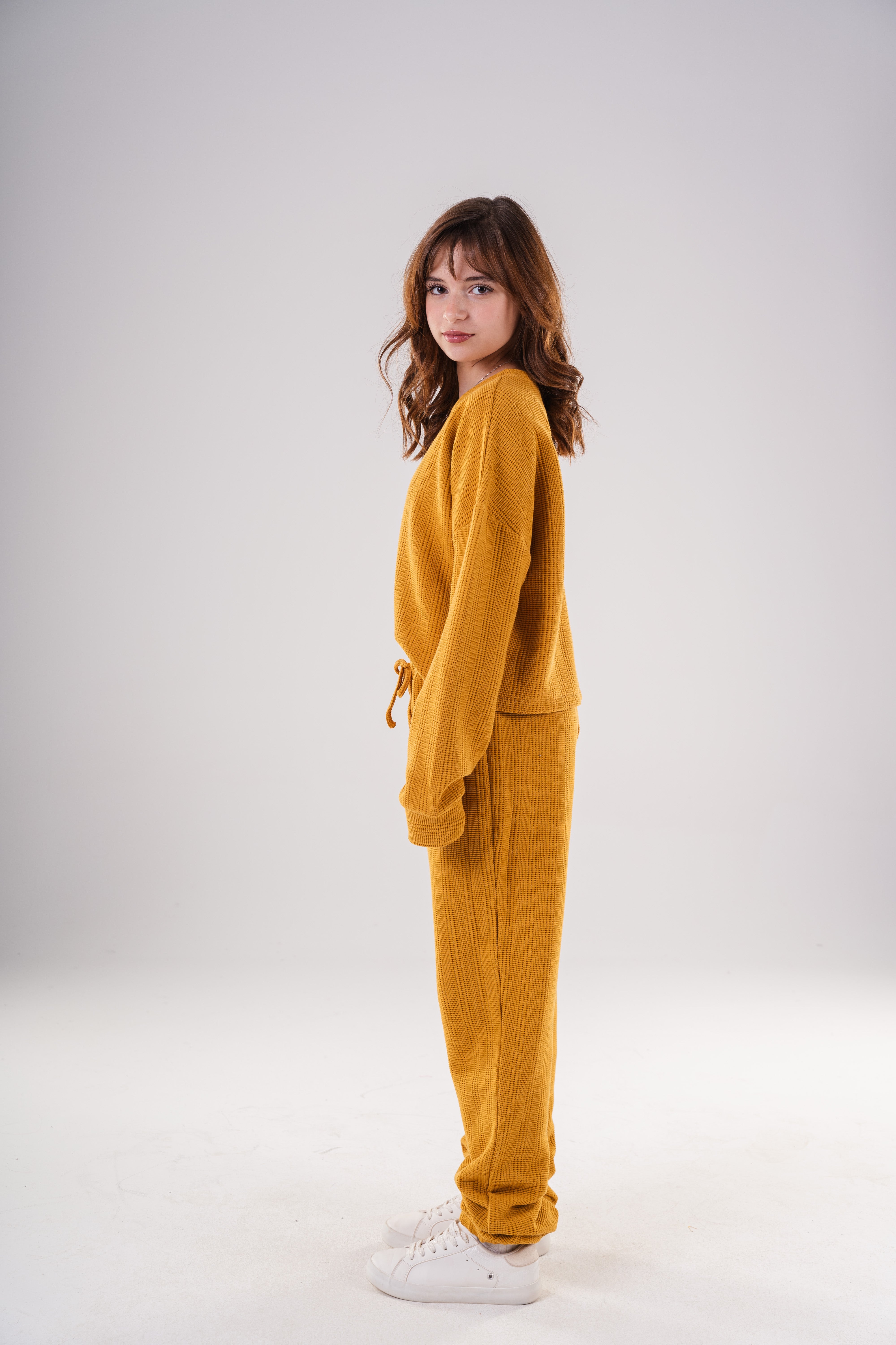 Girls Waffle Knit Loungewear Set