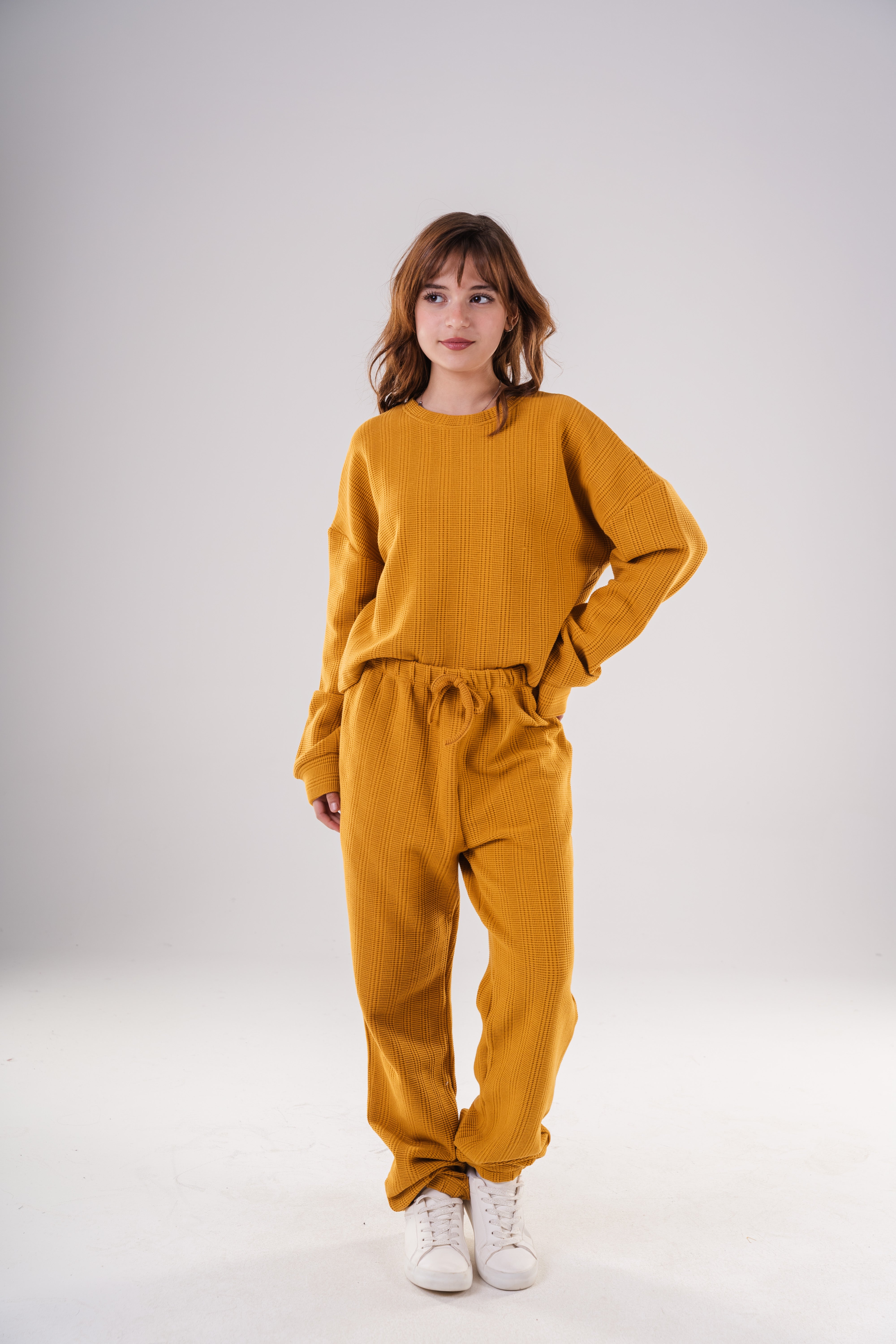 Girls Waffle Knit Loungewear Set