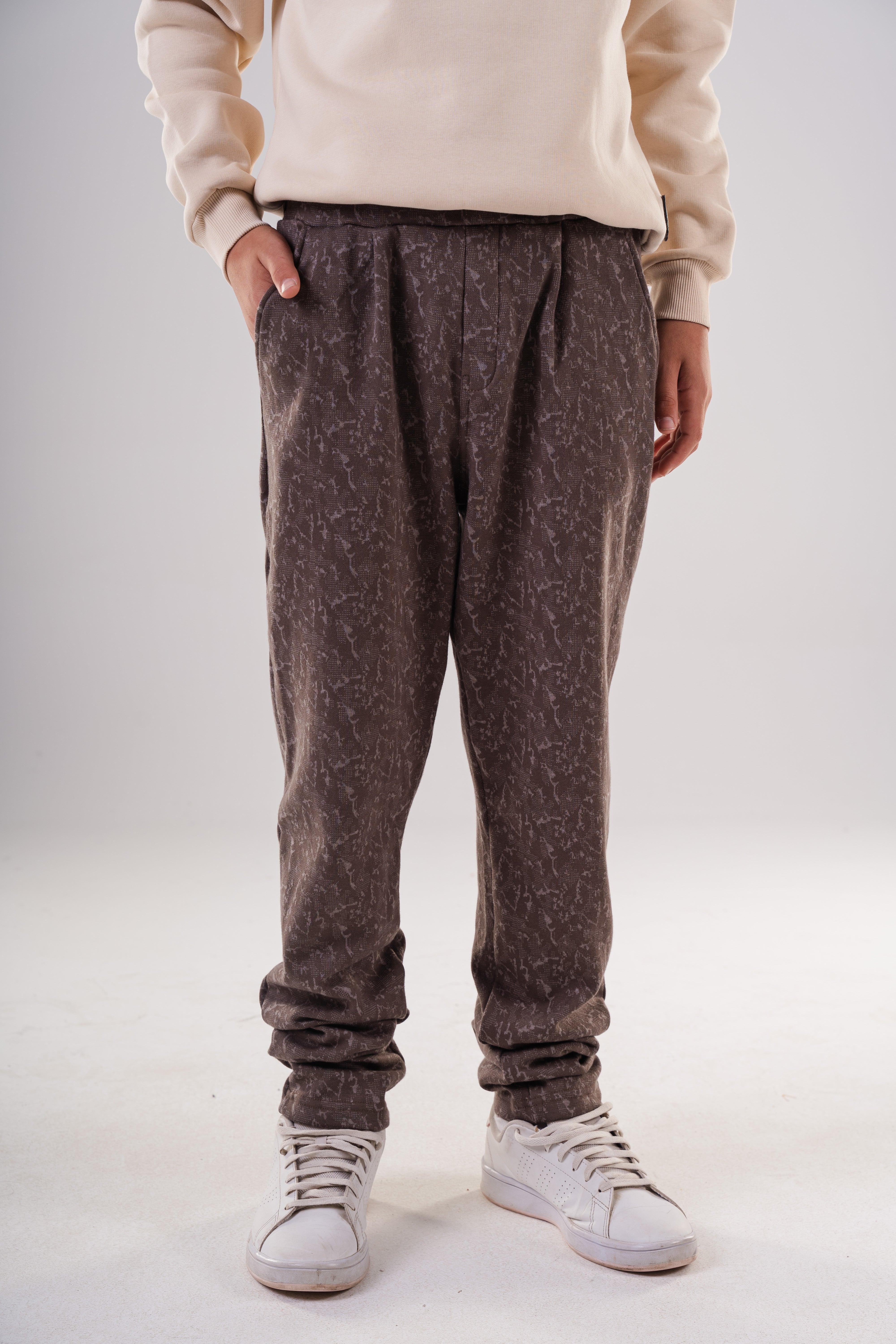 Boy's Patterned Fleece Sweatpants with Drawstring Waist
