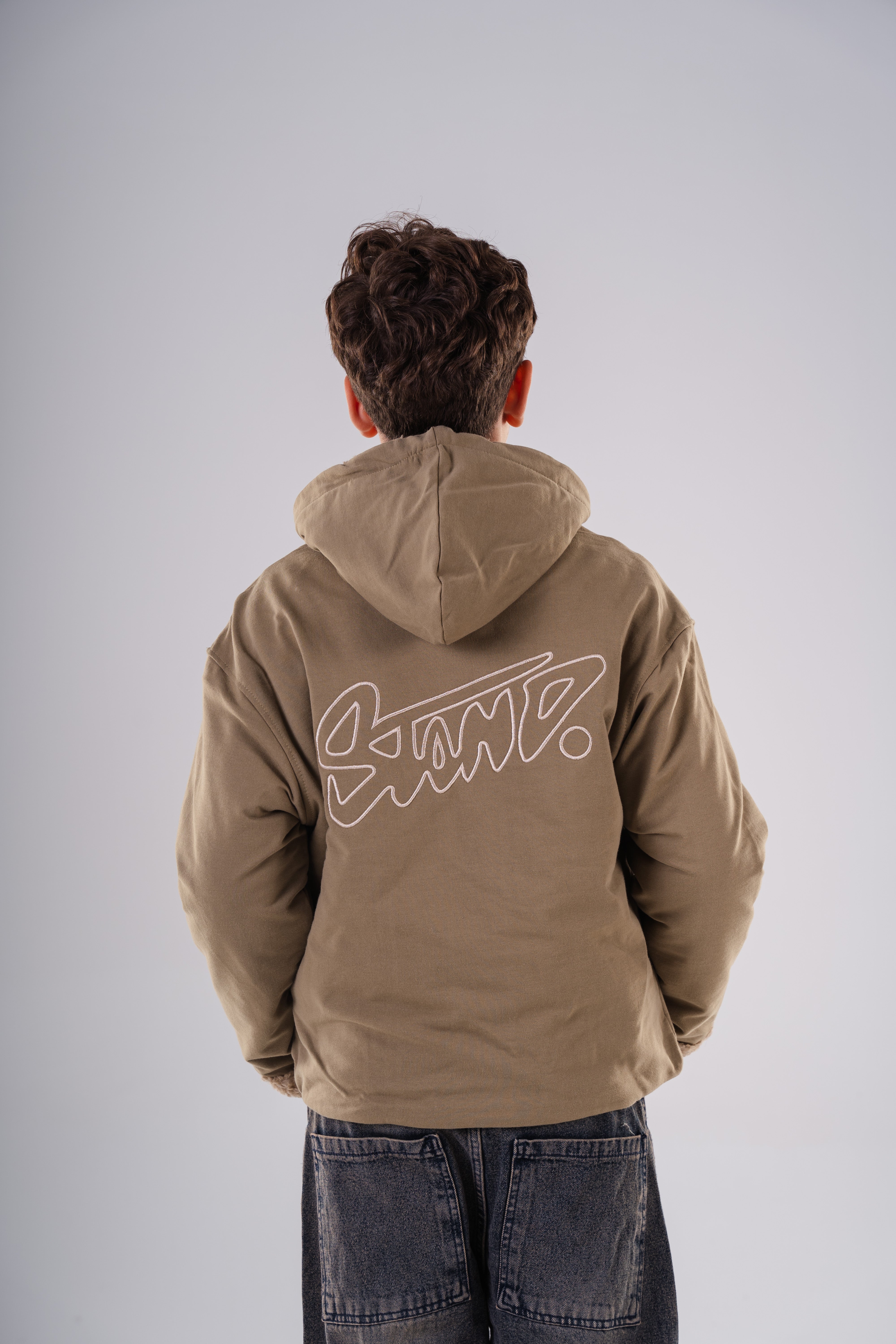 Padded Bomber Jacket with Hood and Fur Details