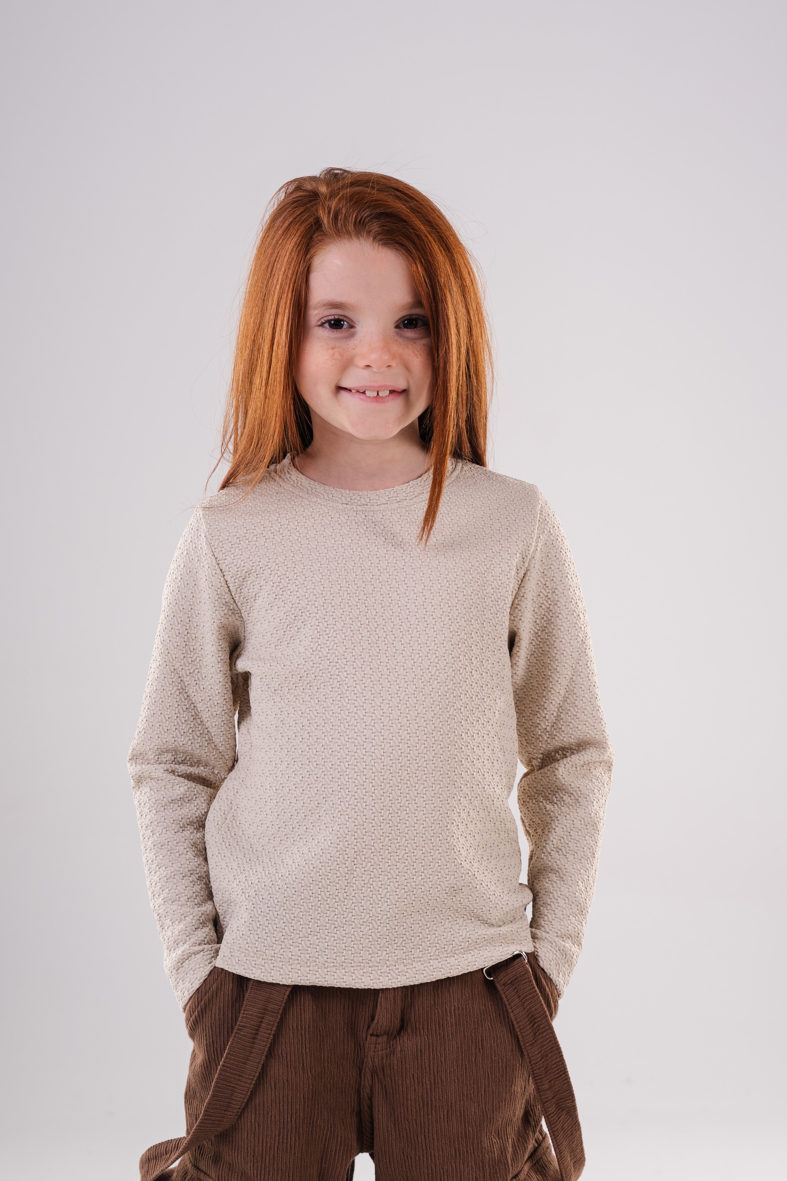 Girls Subtle Texture Essential Long-Sleeve Top