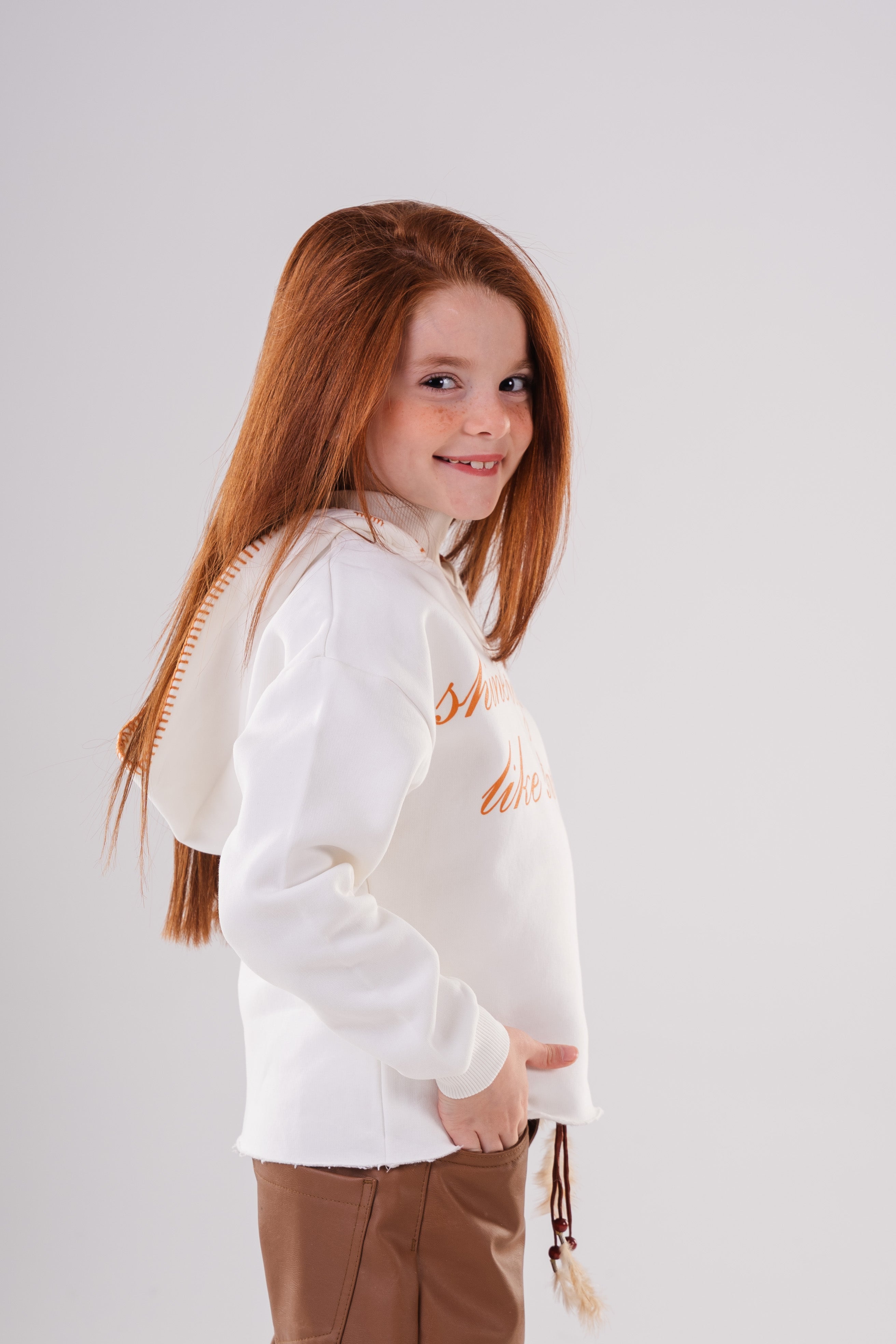 Girls Unique Hoodie with Contrast Hood Trim