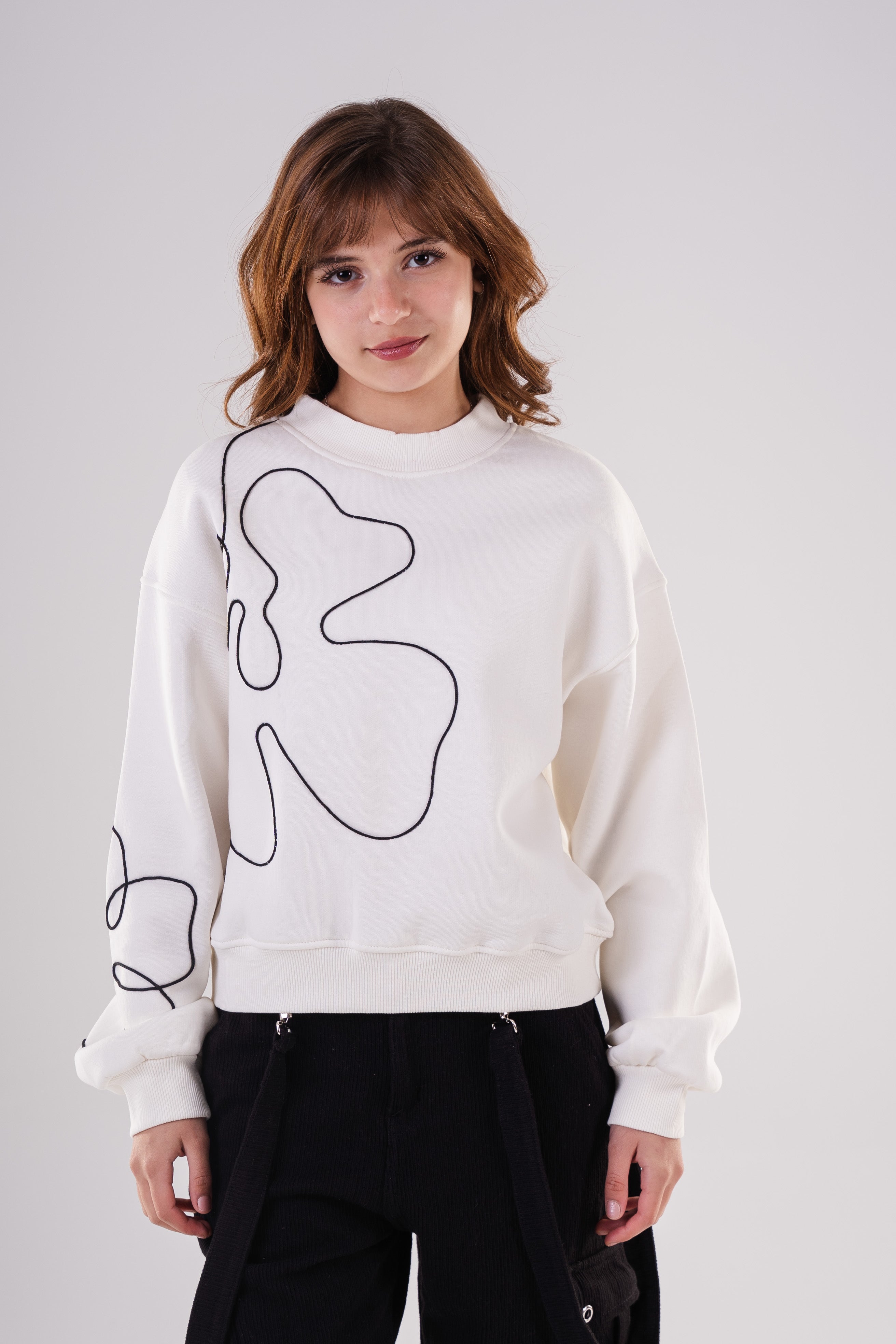 Girls Unique Crewneck Knit Sweatshirt