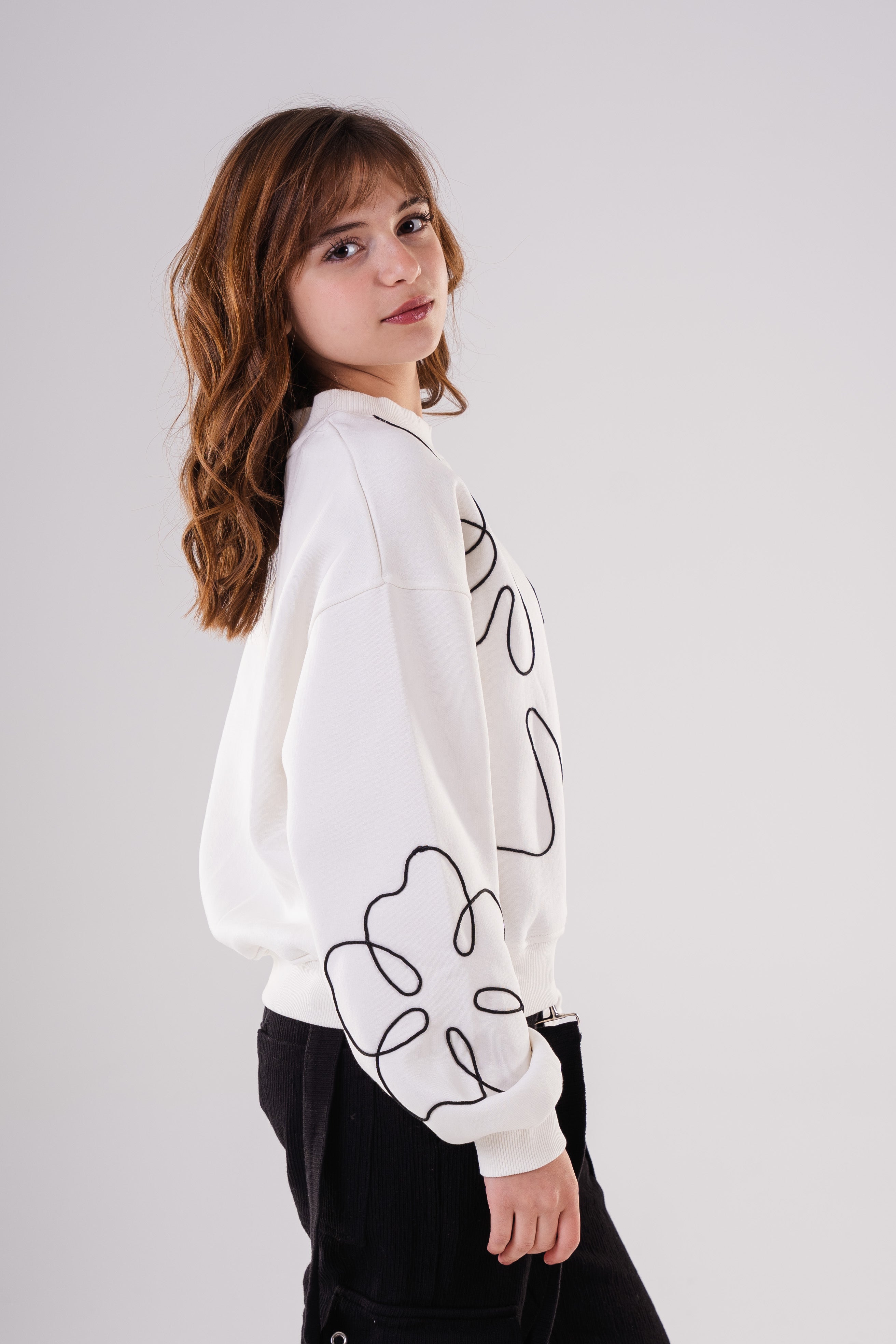 Girls Unique Crewneck Knit Sweatshirt