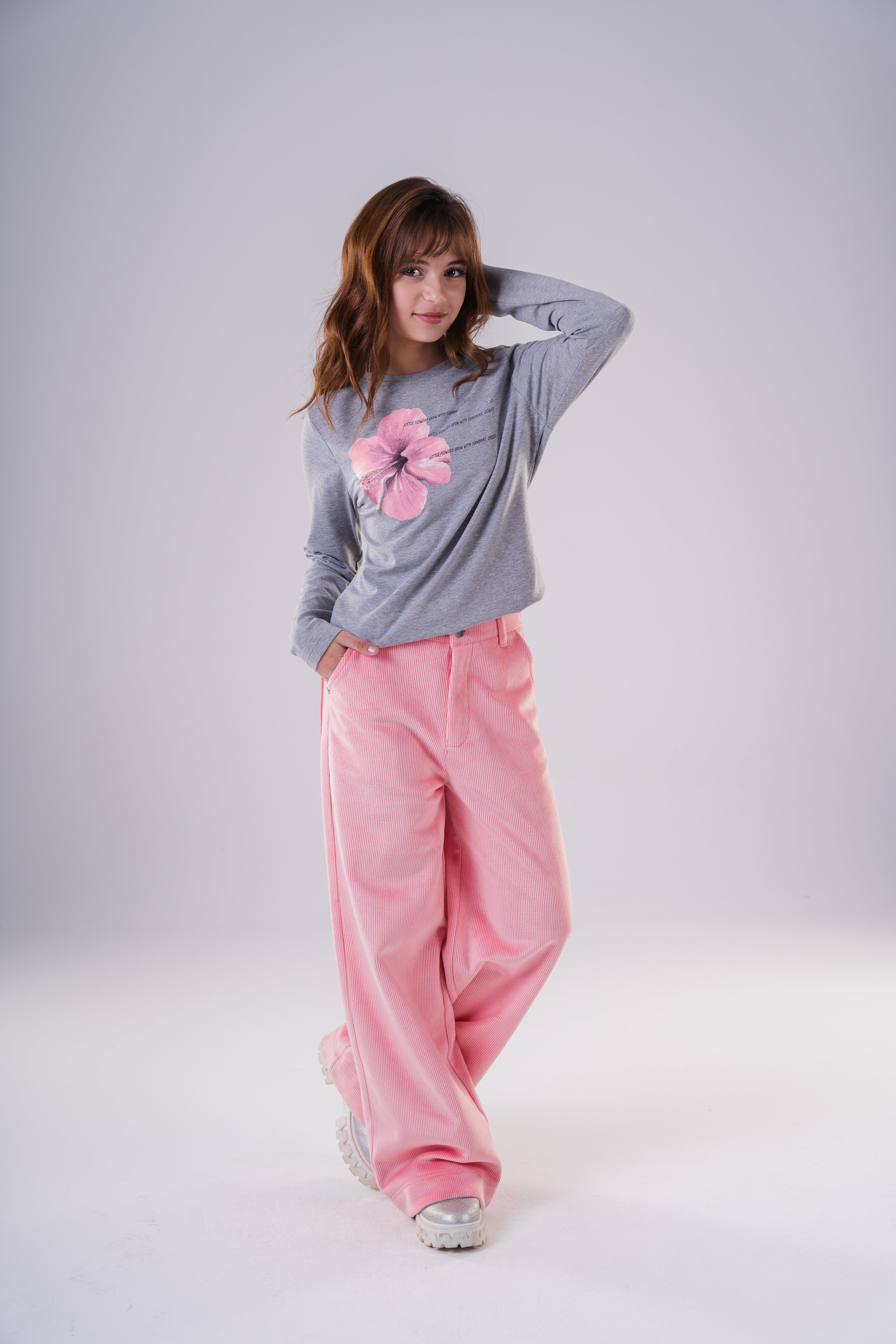 Girls Floral Print Casual Sweatshirt