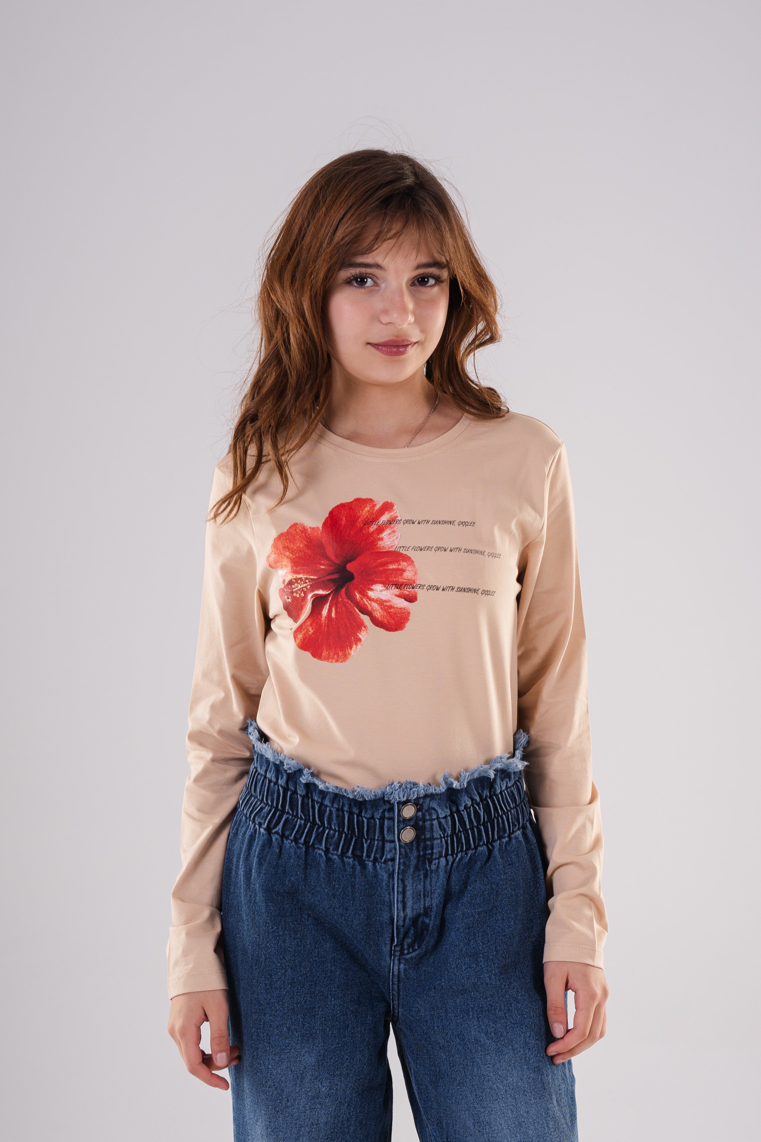 Girls Floral Print Casual Sweatshirt