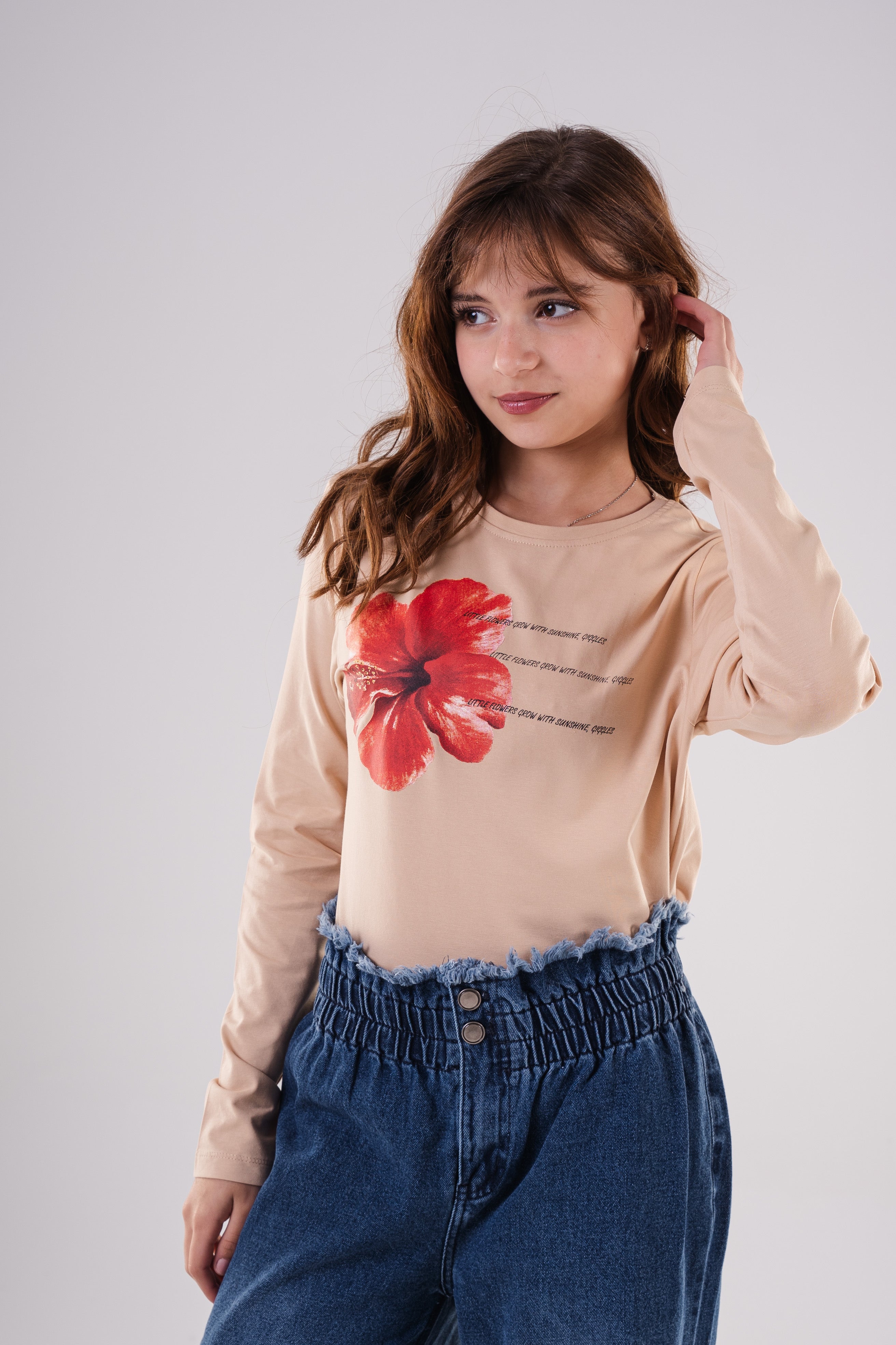 Girls Floral Print Casual Sweatshirt