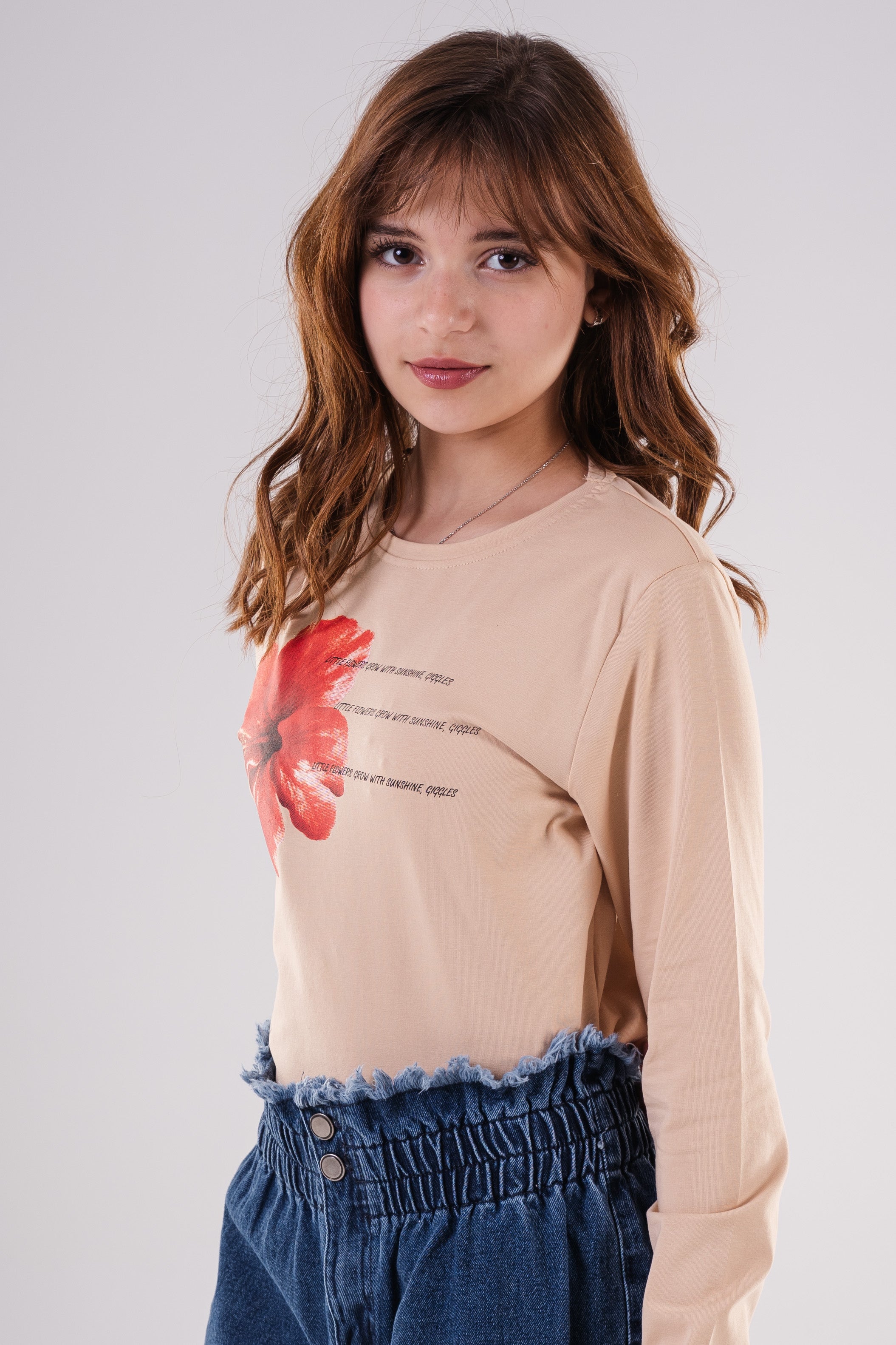 Girls Floral Print Casual Sweatshirt