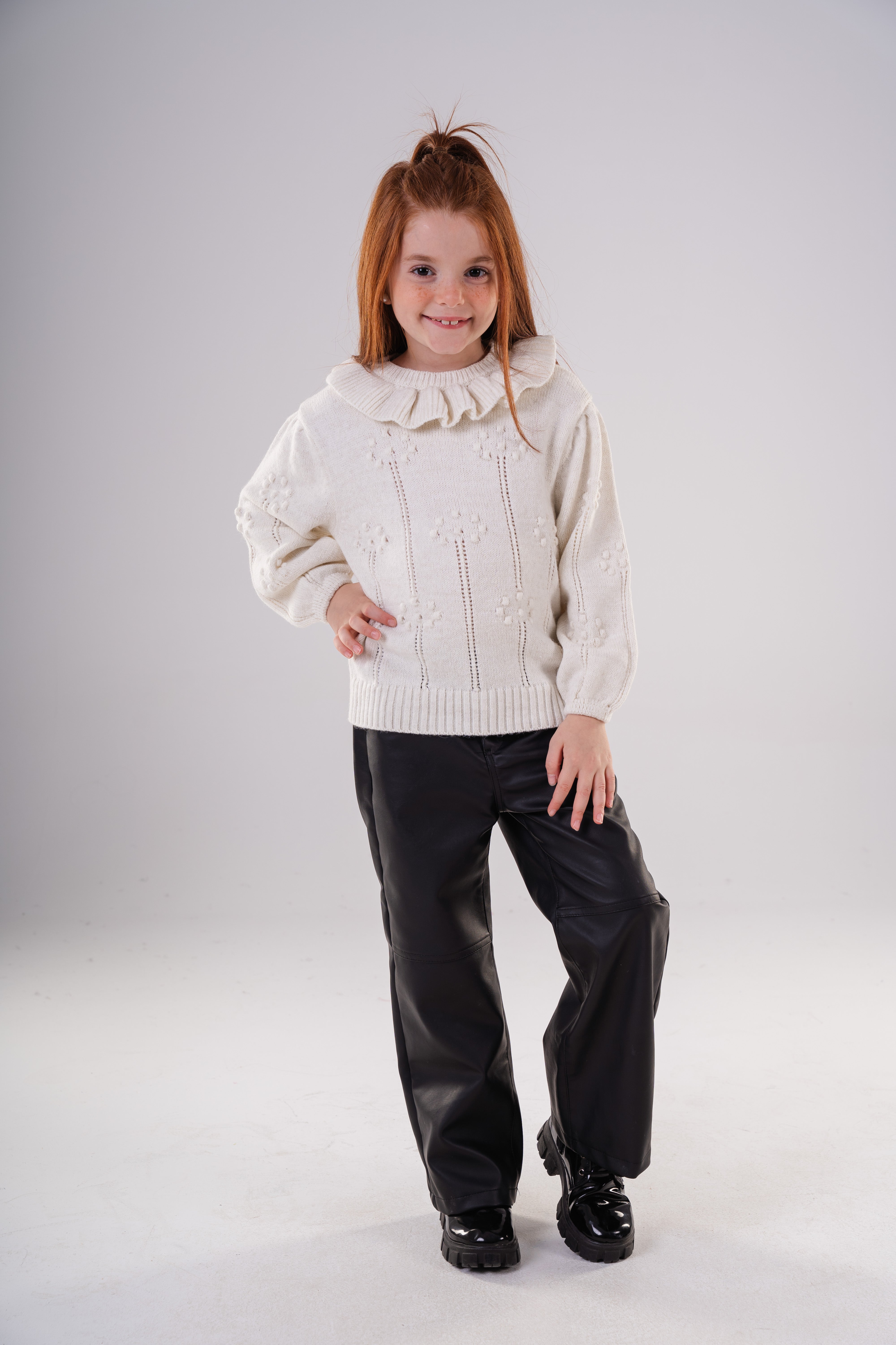 Girls' Fashion Faux Leather Pants with Relaxed Fit