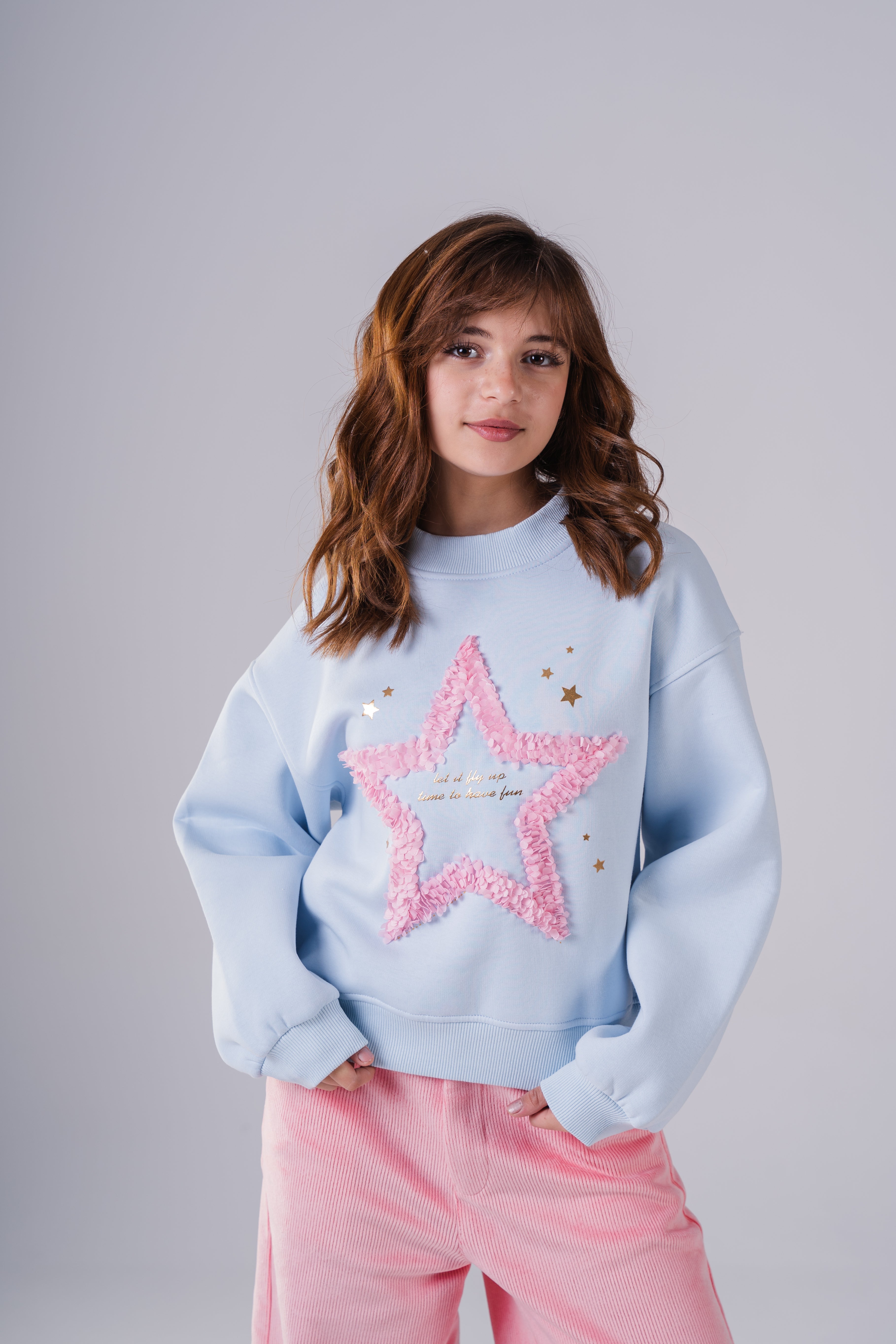 Girls Oversized Sweatshirt with Appliqué Star