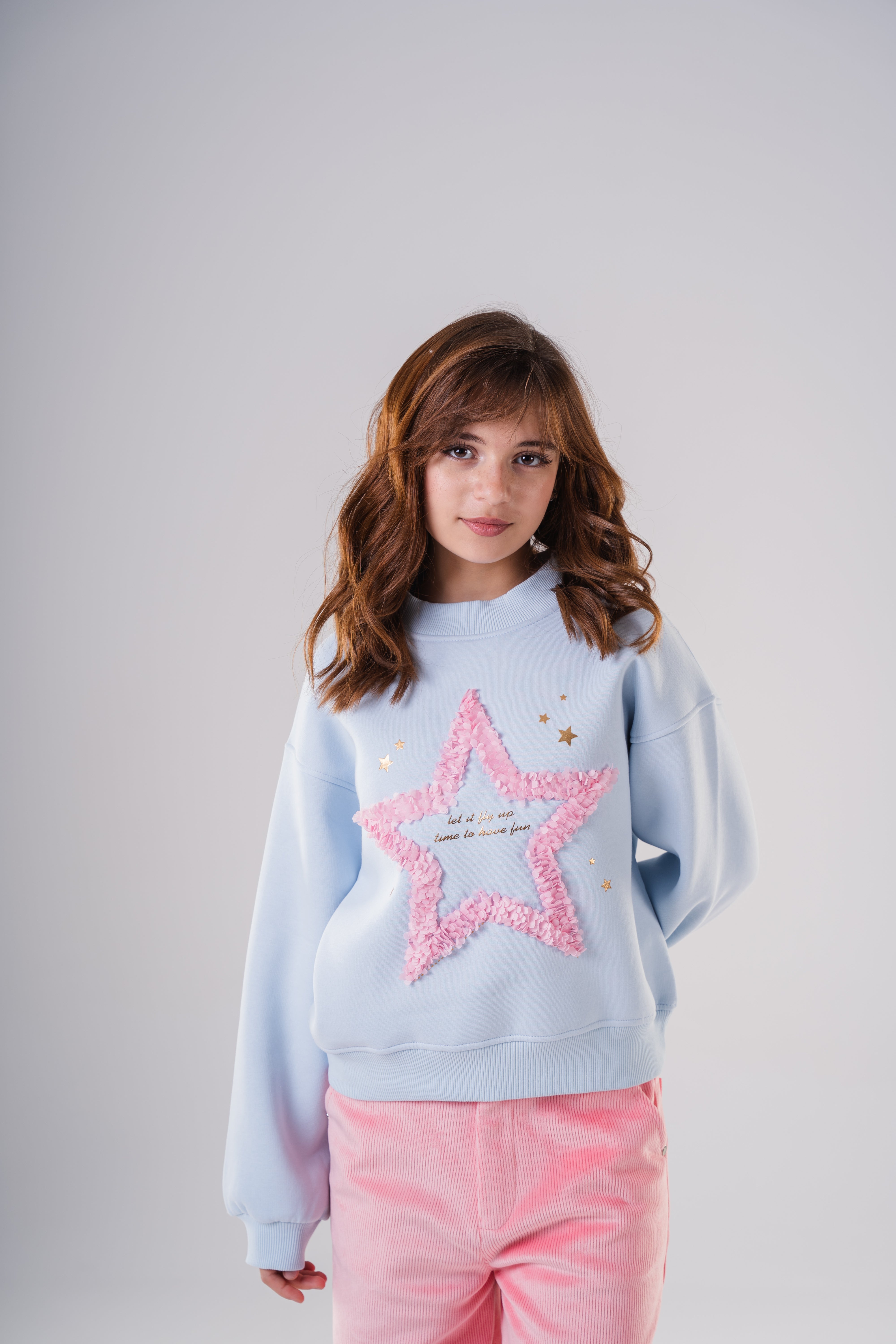 Girls Oversized Sweatshirt with Appliqué Star
