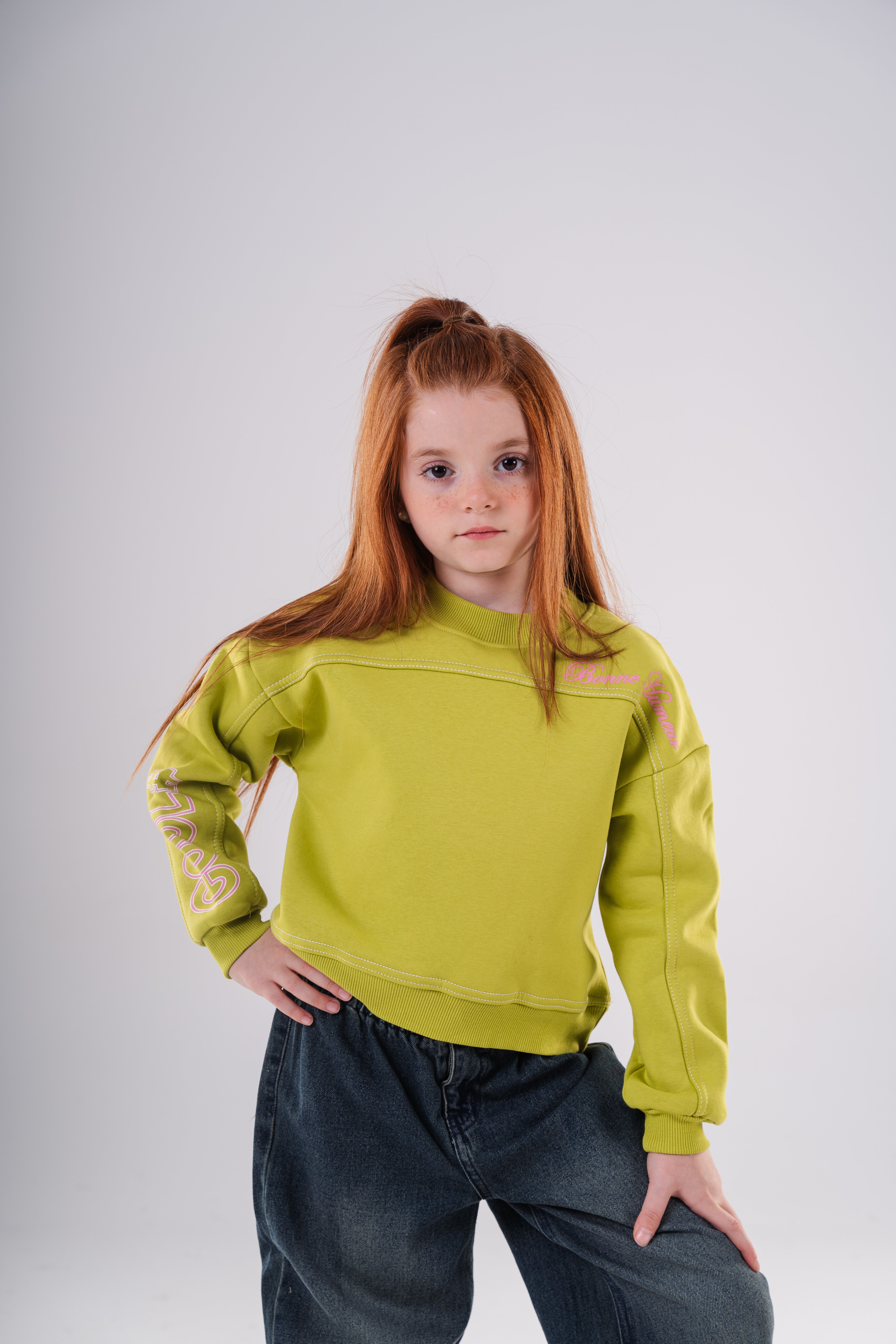 Girls Neon Script  Crewneck Sweatshirt