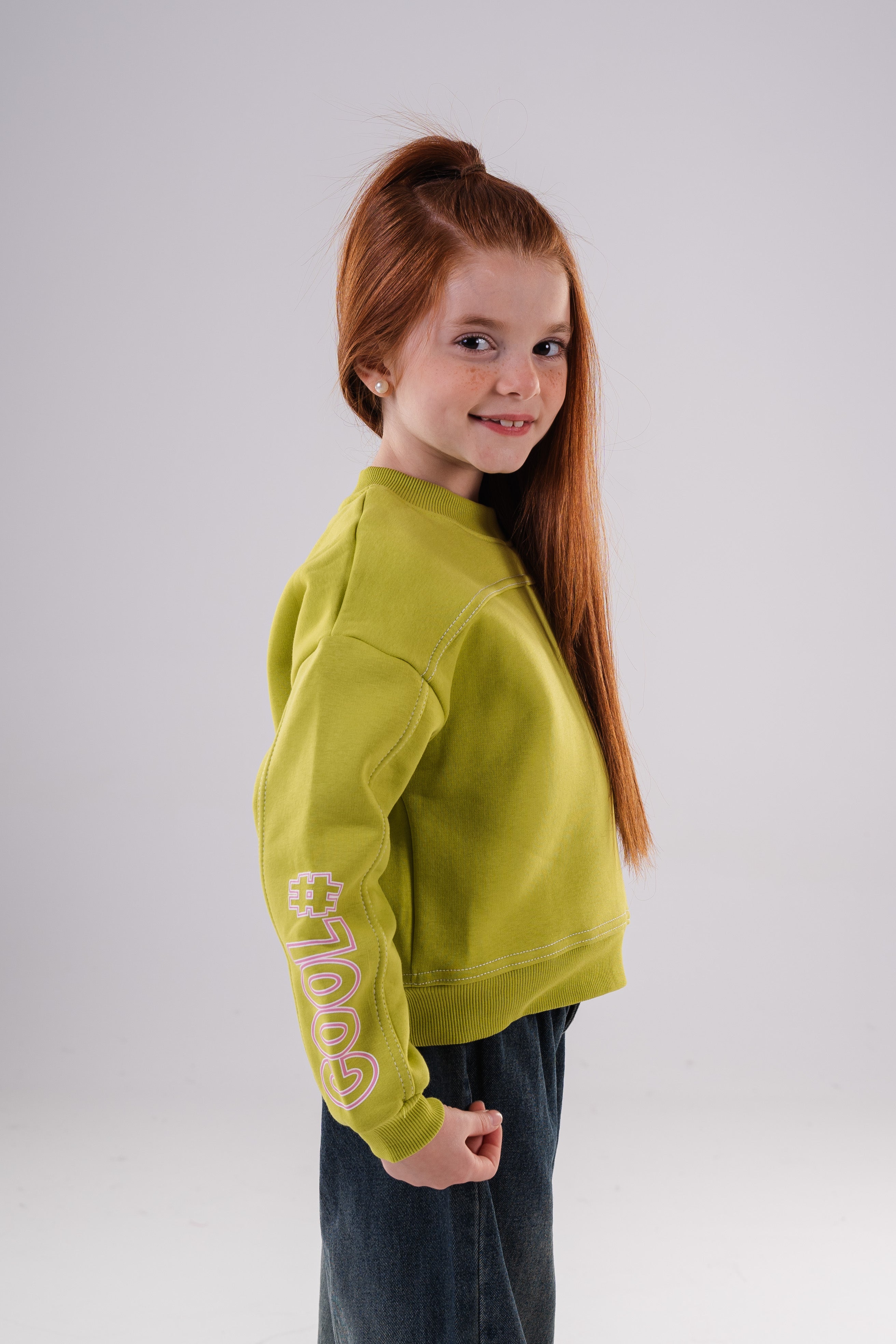 Girls Neon Script  Crewneck Sweatshirt