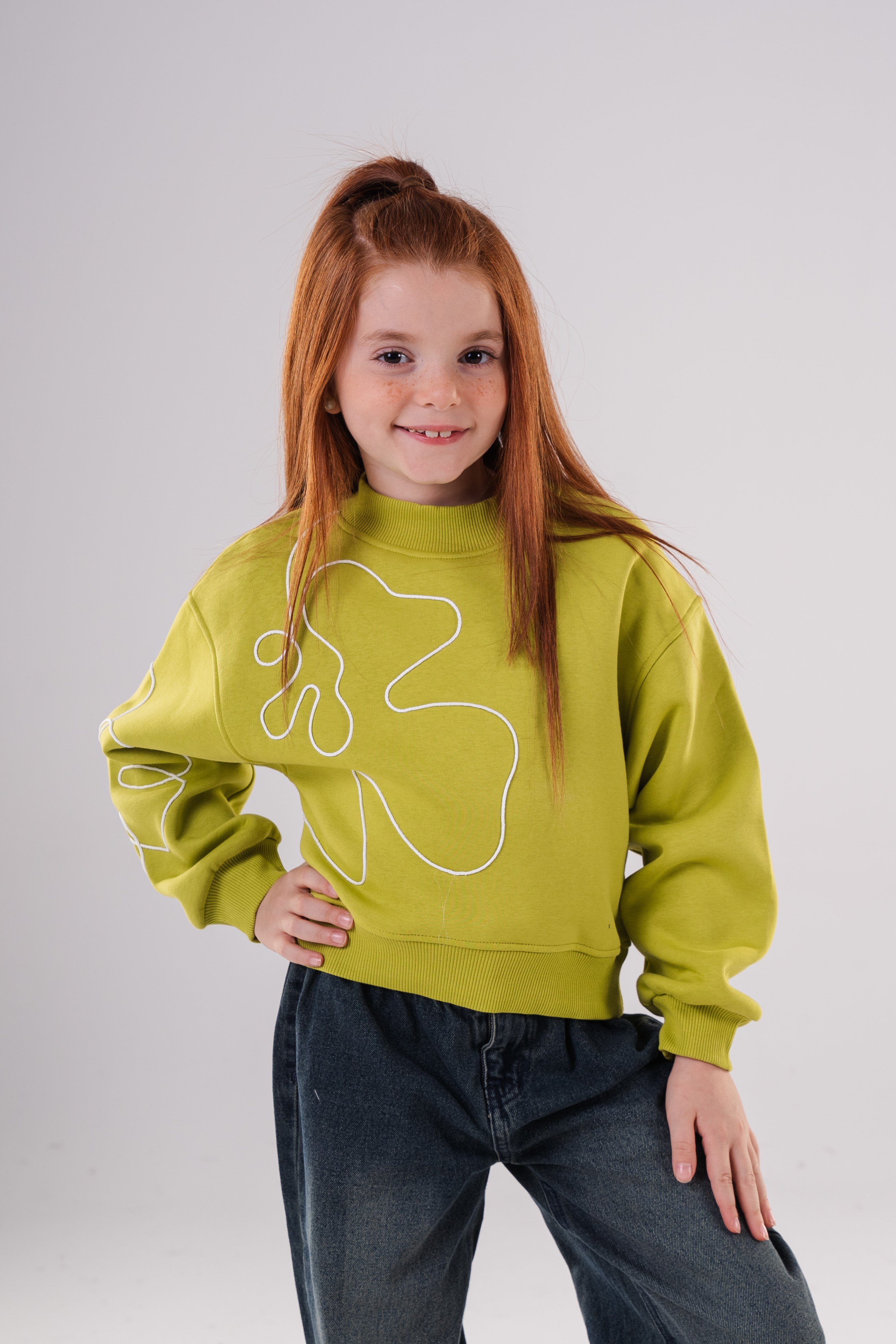 Girls Unique Crewneck Knit Sweatshirt