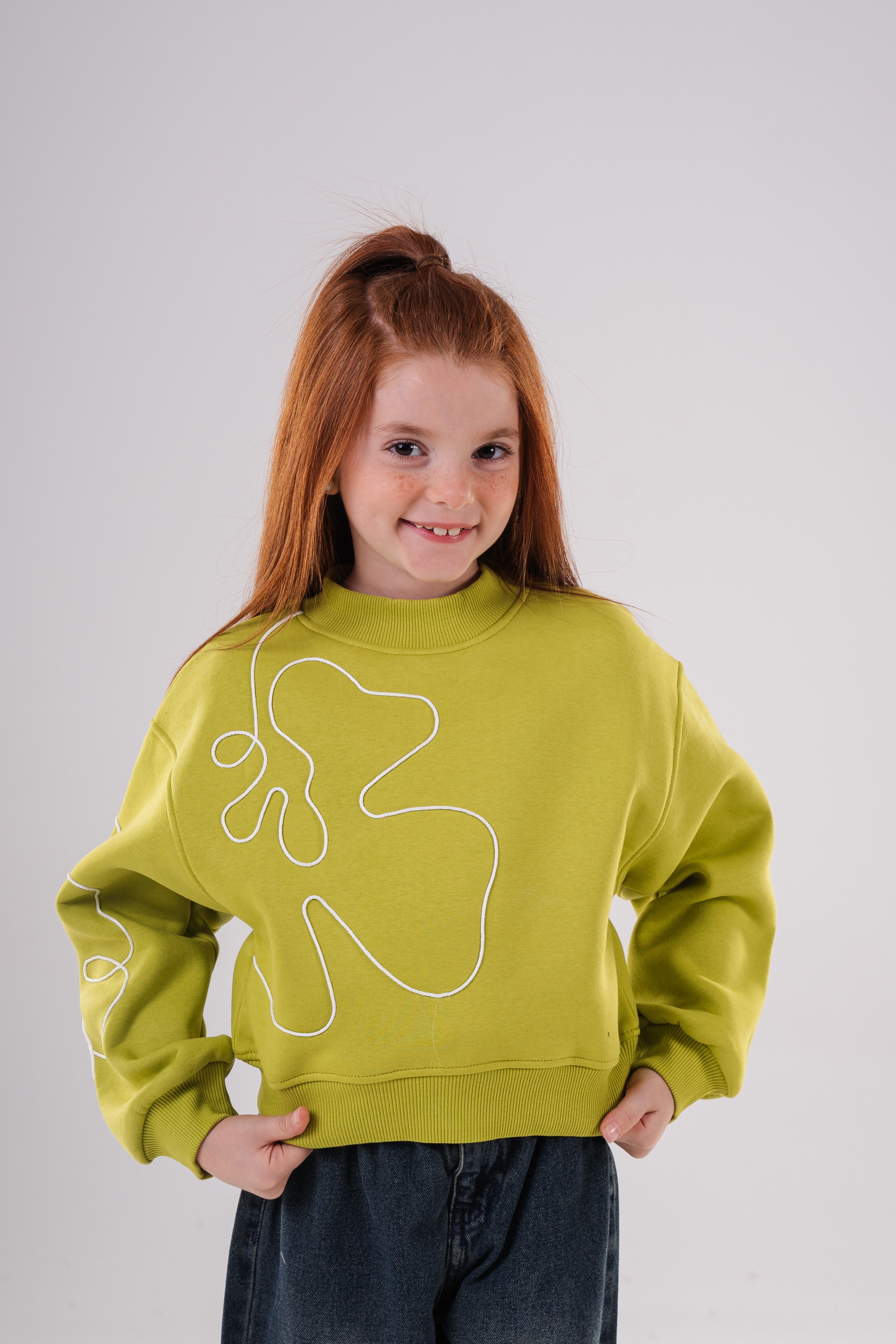 Girls Unique Crewneck Knit Sweatshirt