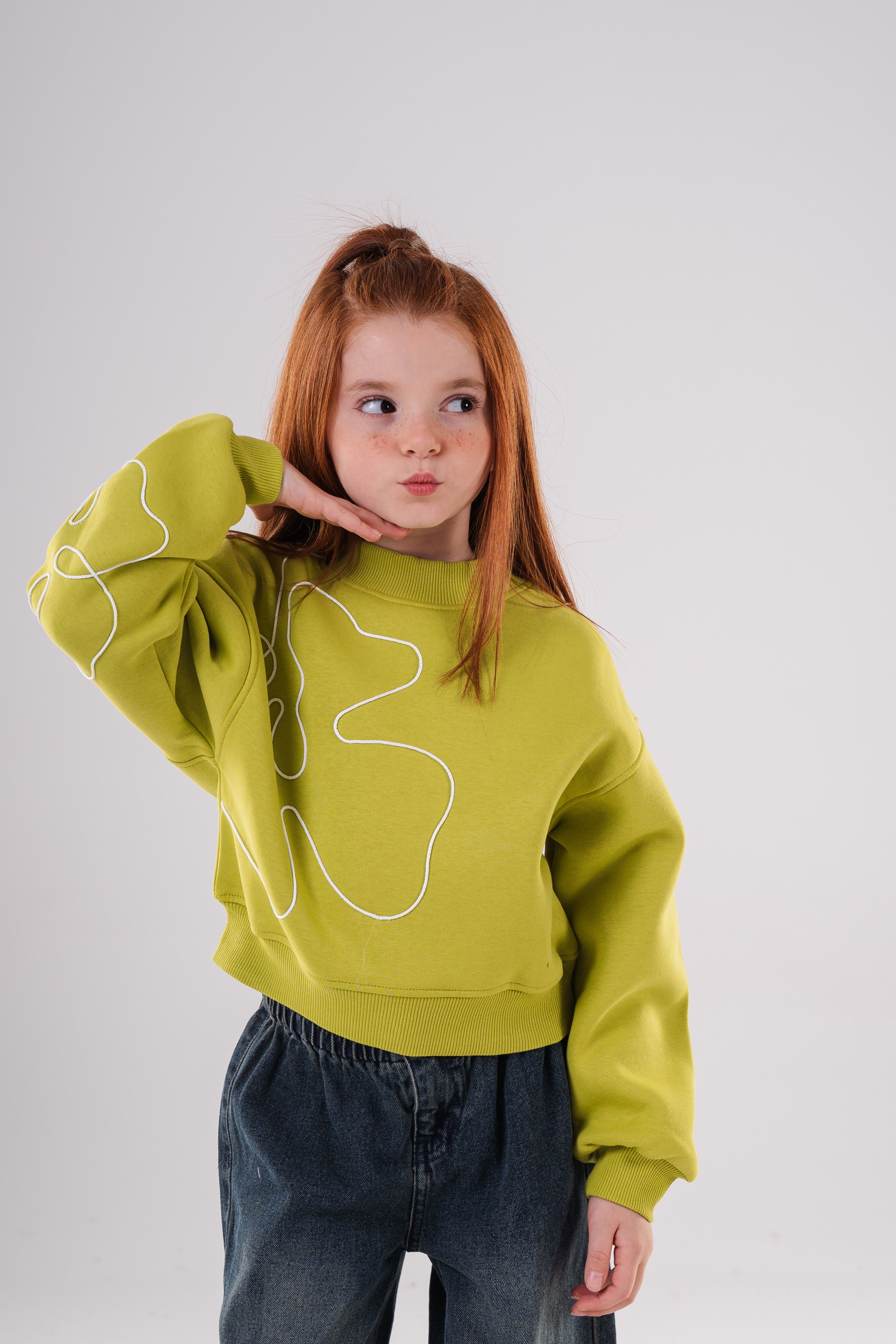 Girls Unique Crewneck Knit Sweatshirt