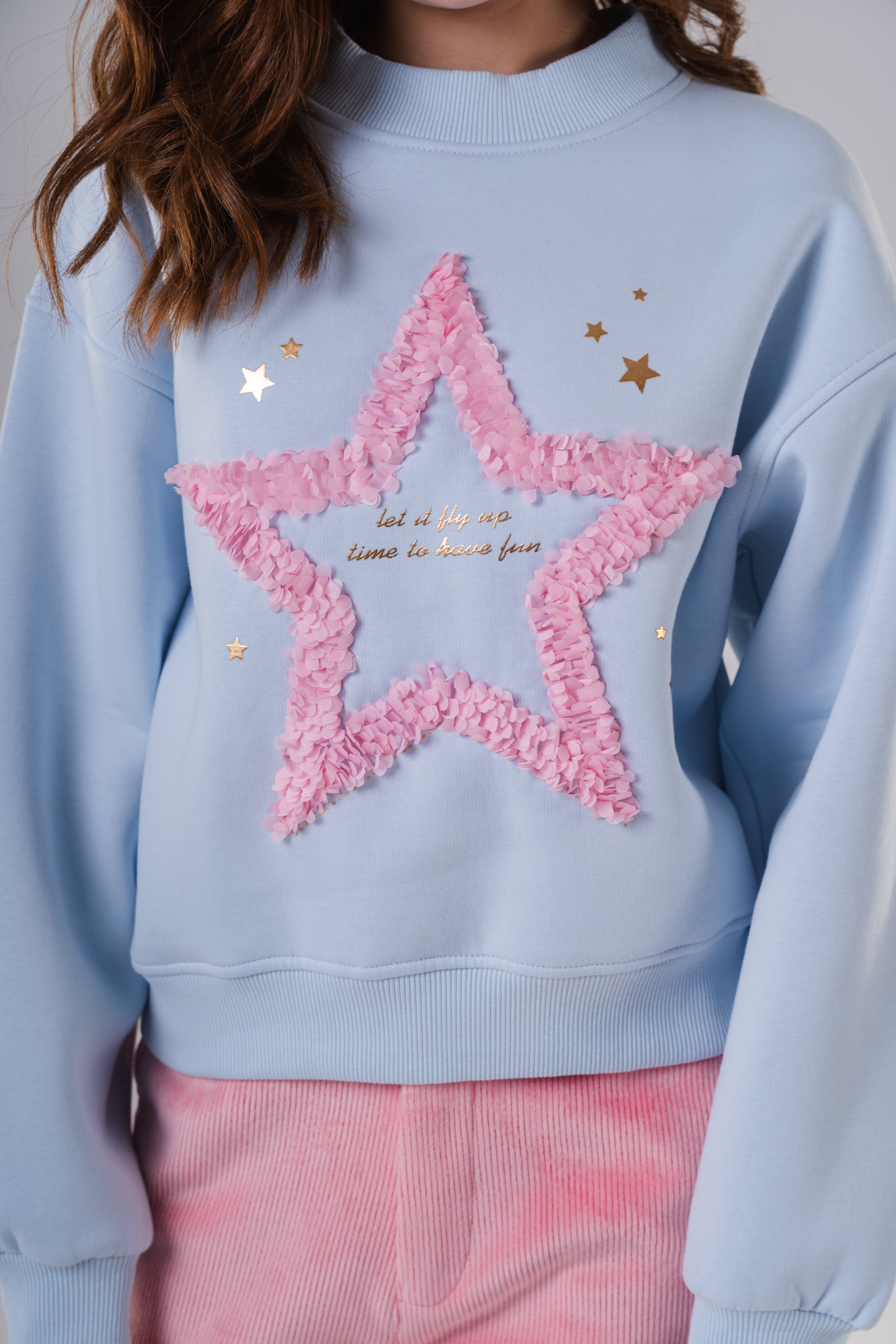 Girls Oversized Sweatshirt with Appliqué Star
