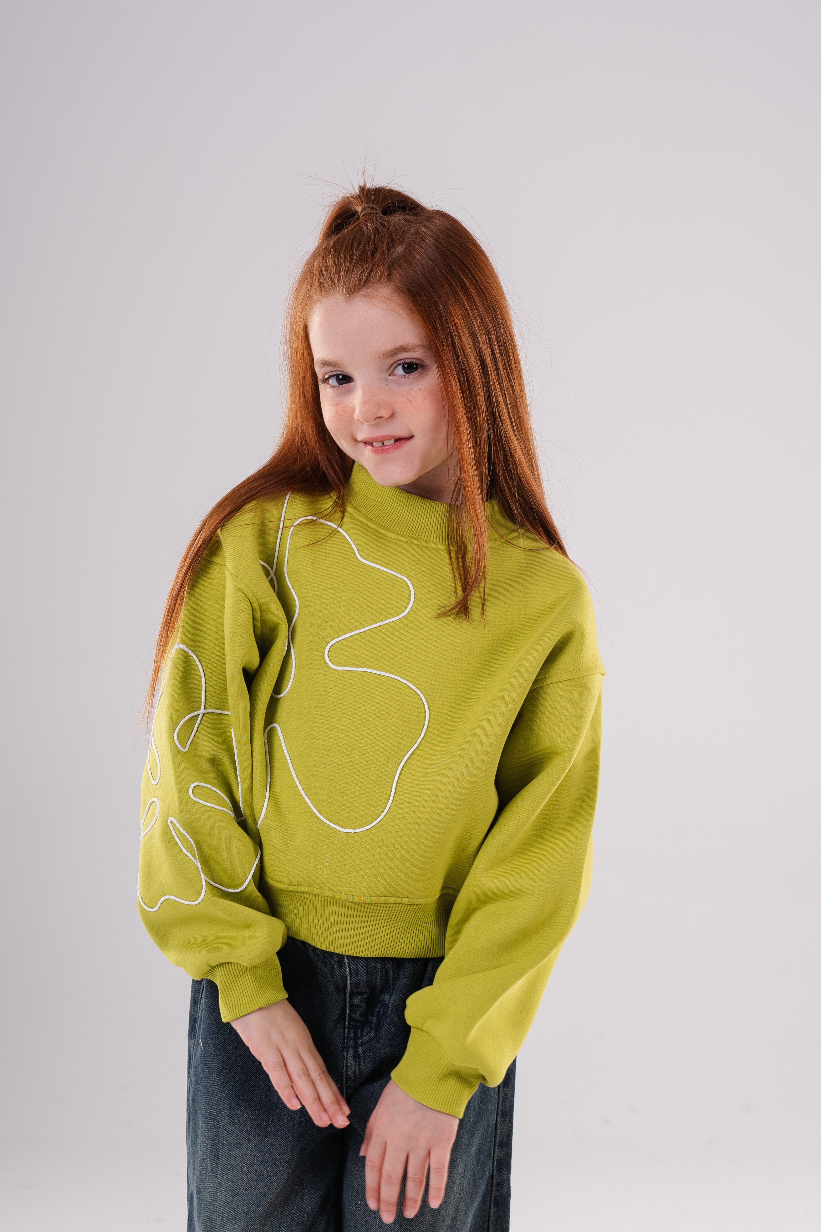 Girls Unique Crewneck Knit Sweatshirt