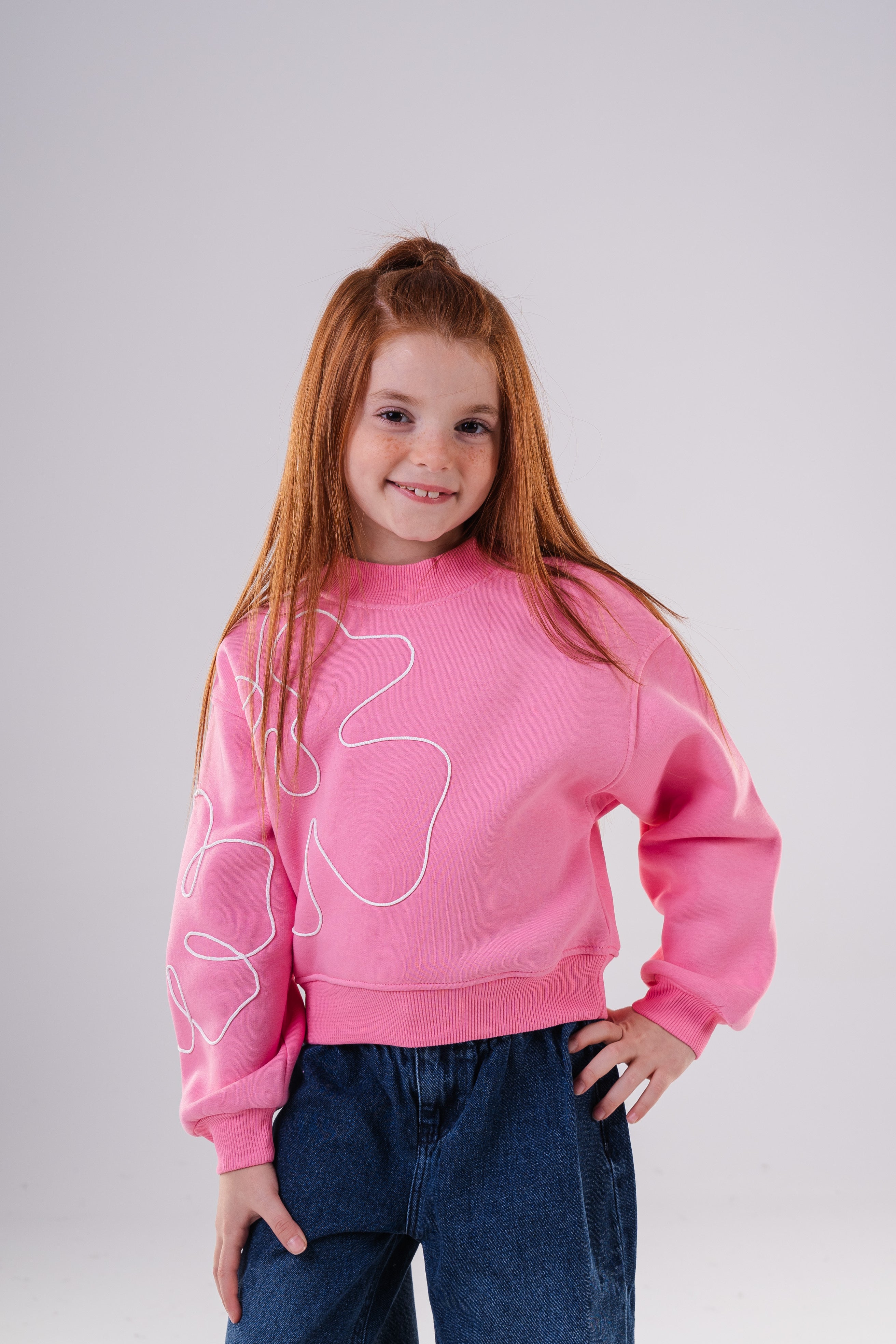 Girls Unique Crewneck Knit Sweatshirt