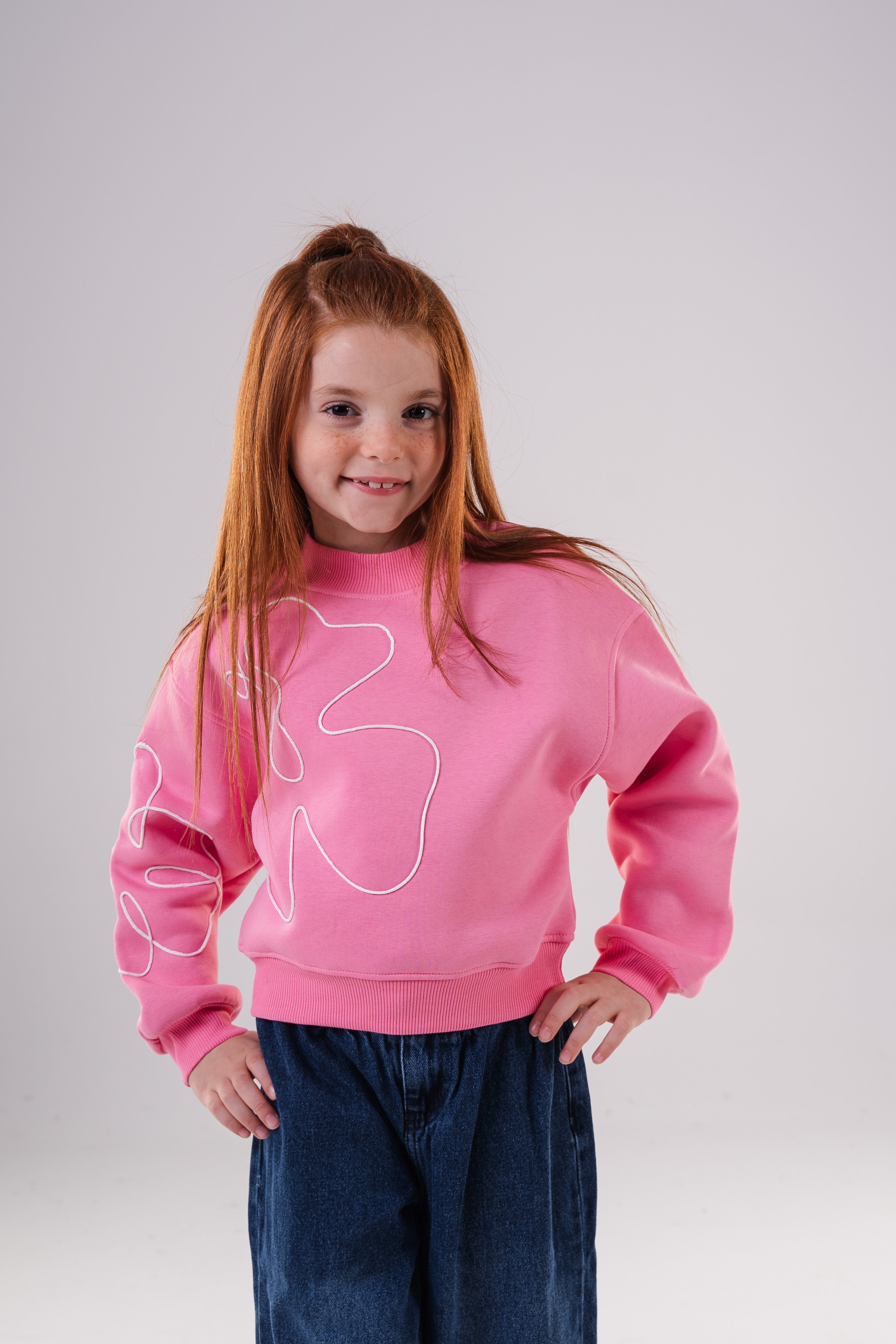 Girls Unique Crewneck Knit Sweatshirt