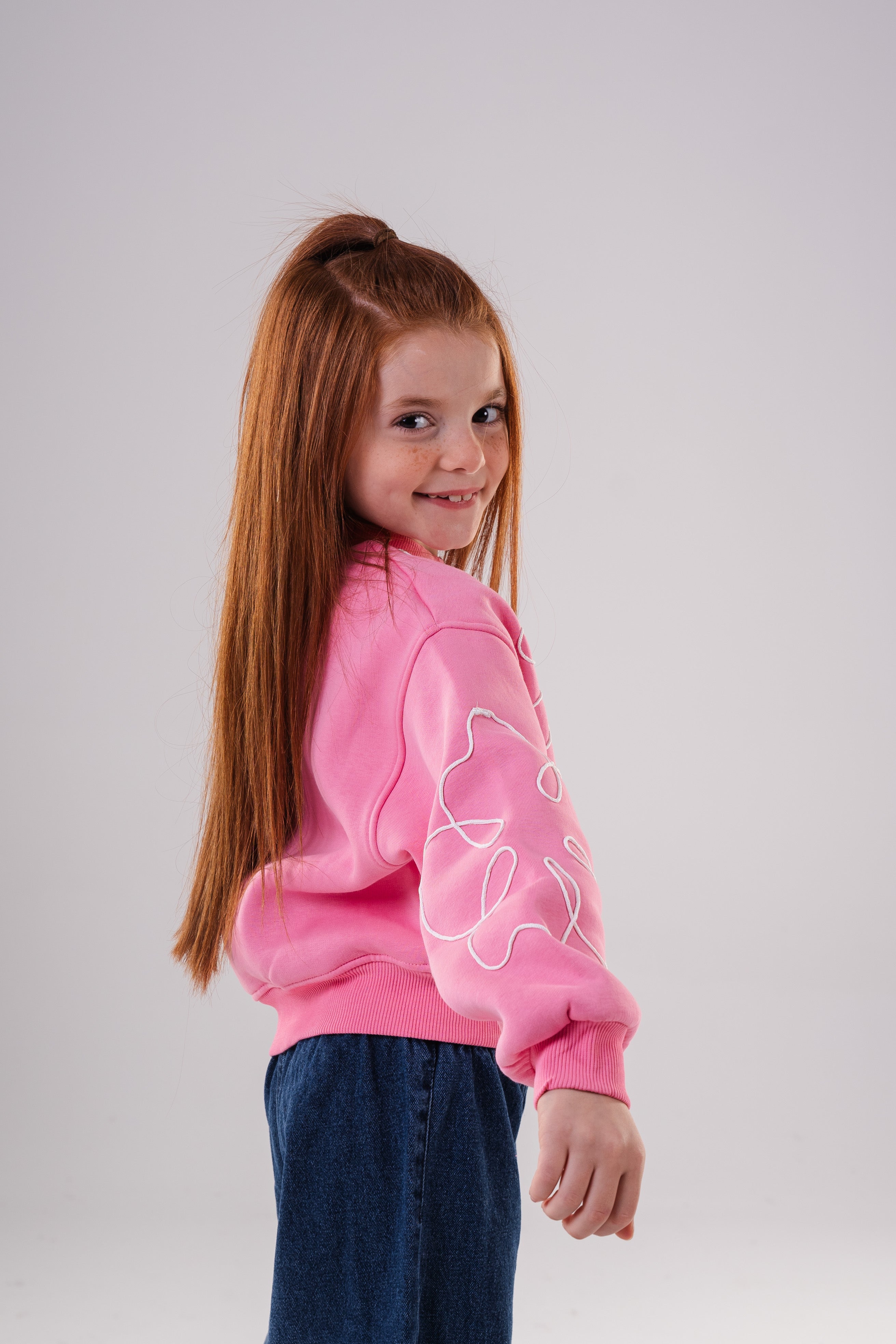 Girls Unique Crewneck Knit Sweatshirt