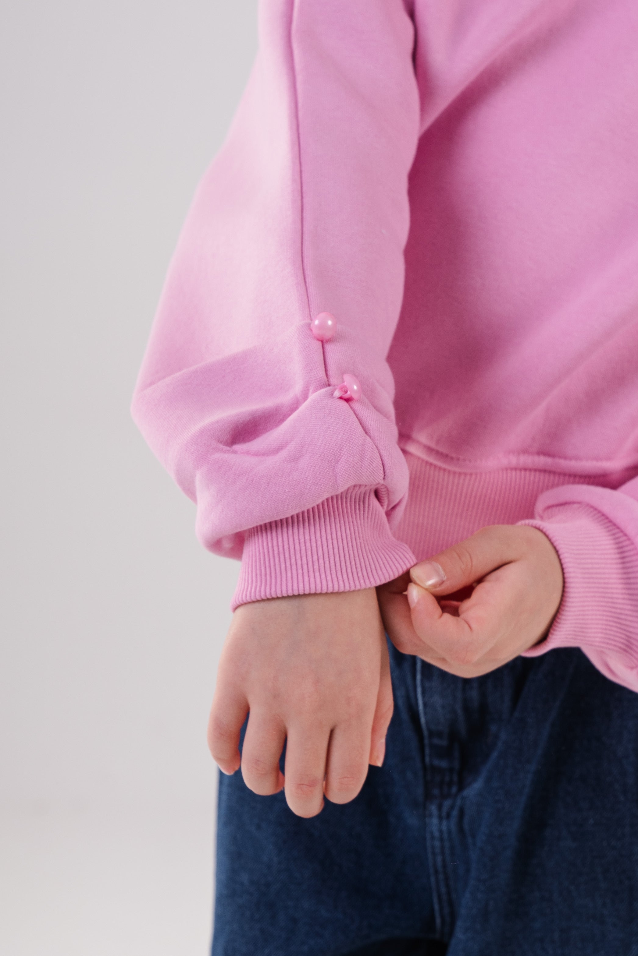 Girls Sweatshirt with Shoulder and Sleeve Embellishments