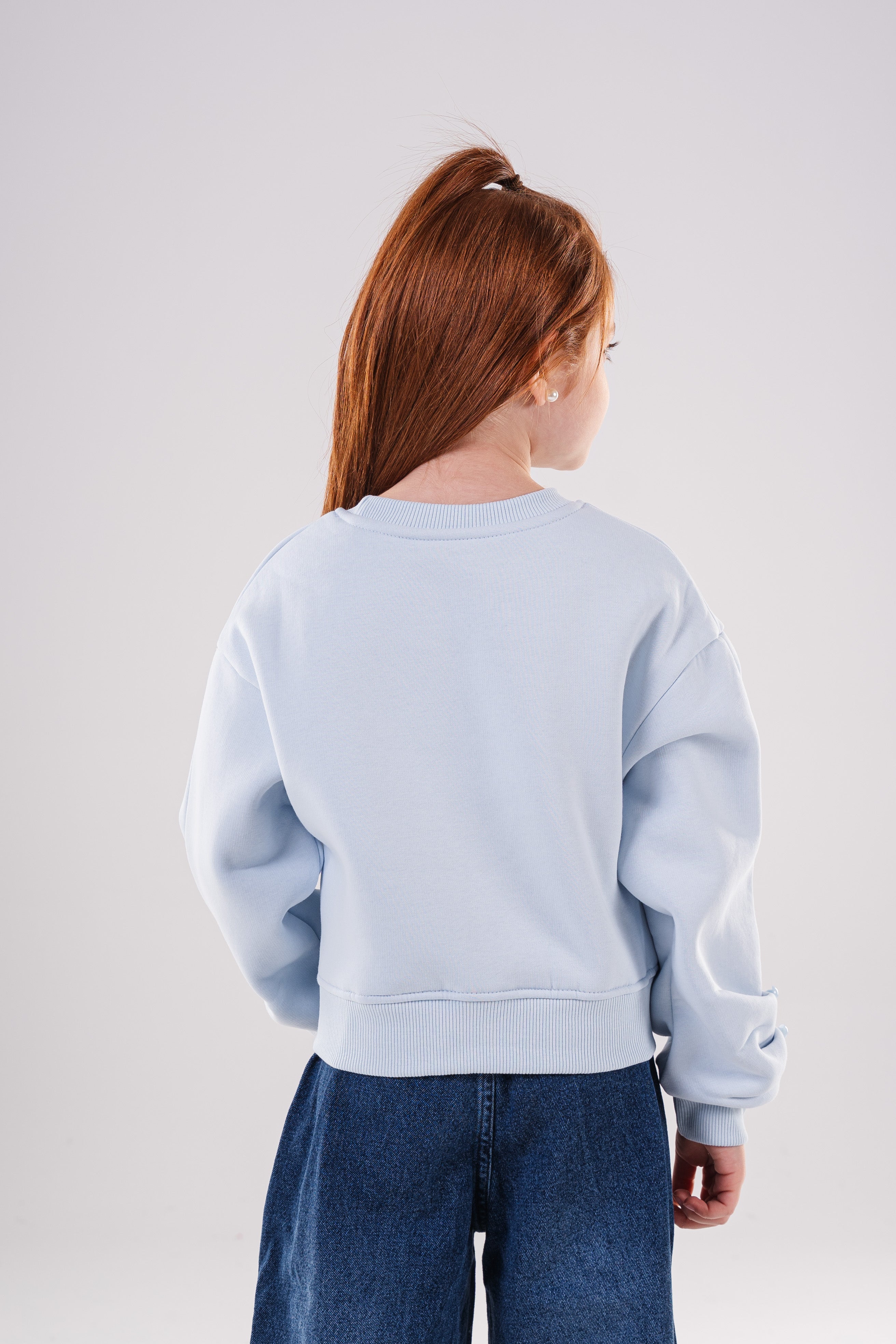 Girls Sweatshirt with Shoulder and Sleeve Embellishments