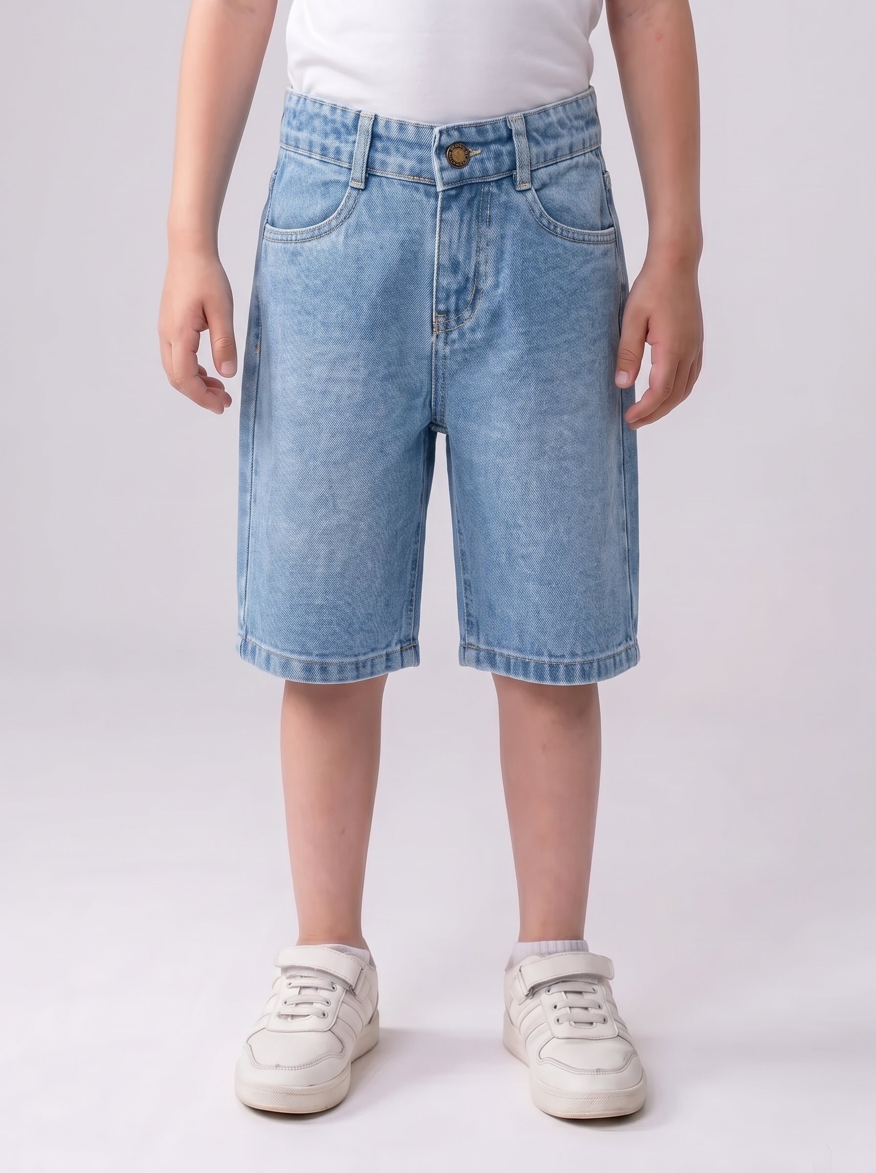 Boys’ Acid-Wash Denim Bermuda Shorts