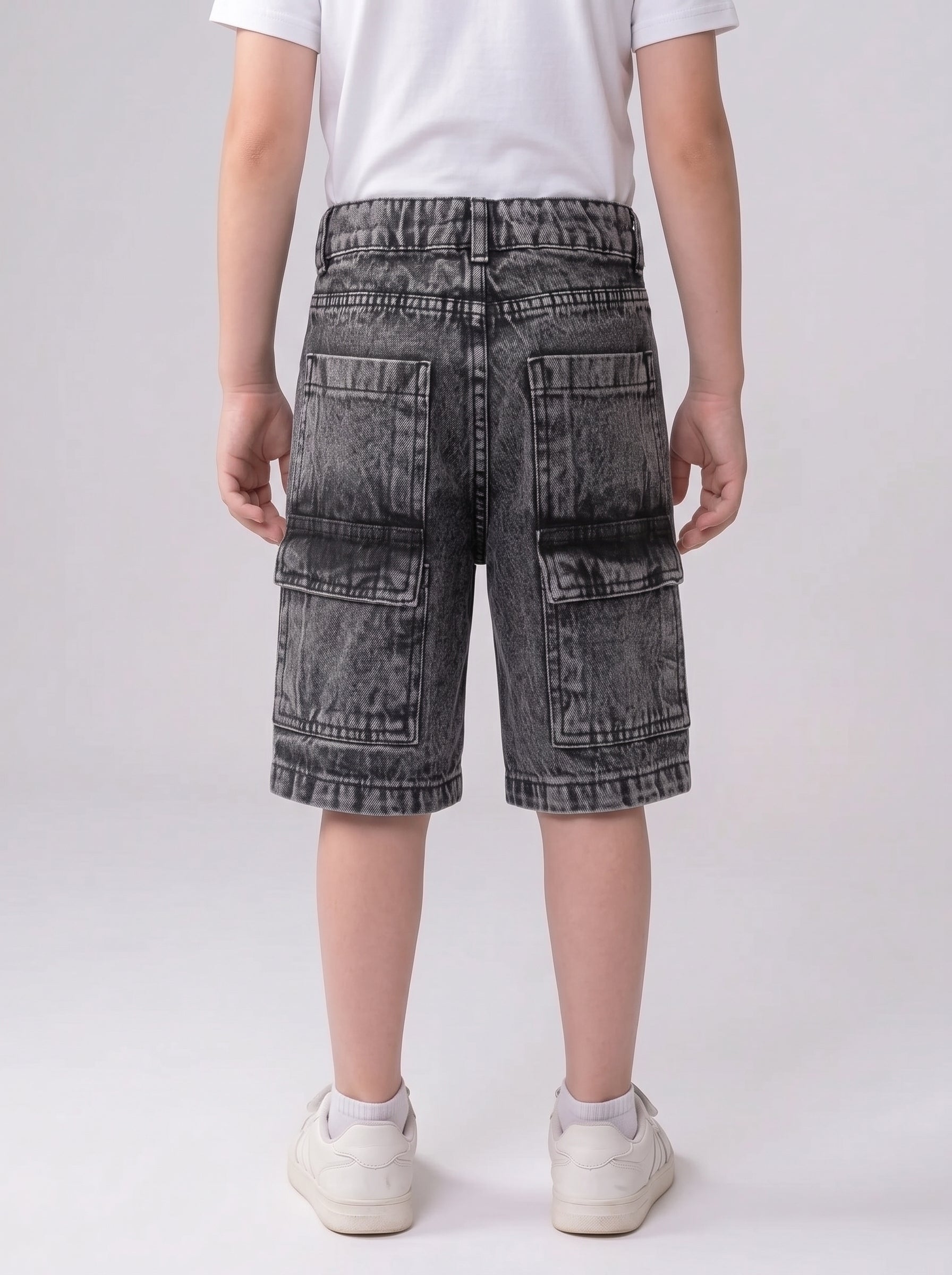 Boys’ Acid-Wash Denim Bermuda Shorts