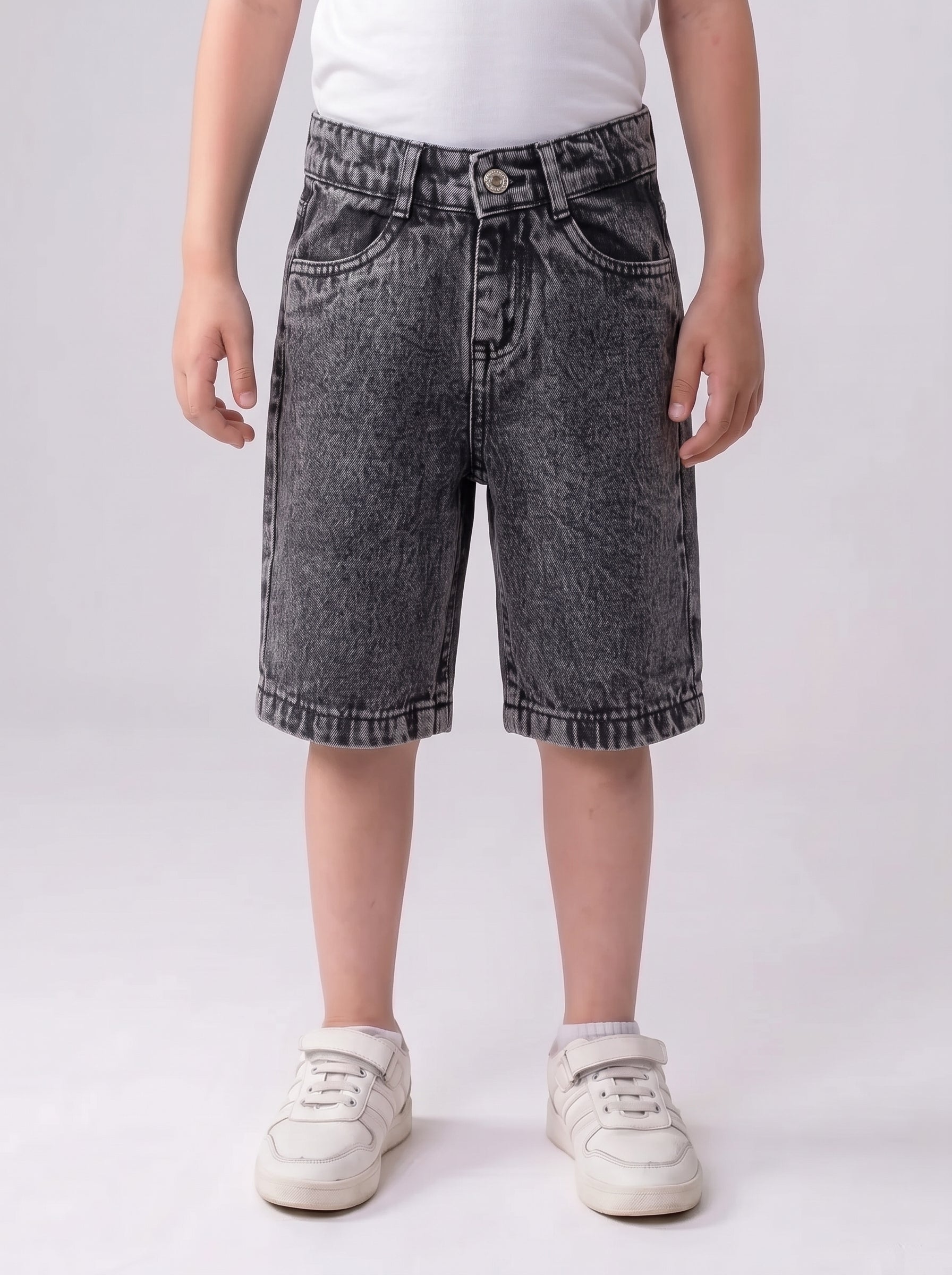 Boys’ Acid-Wash Denim Bermuda Shorts
