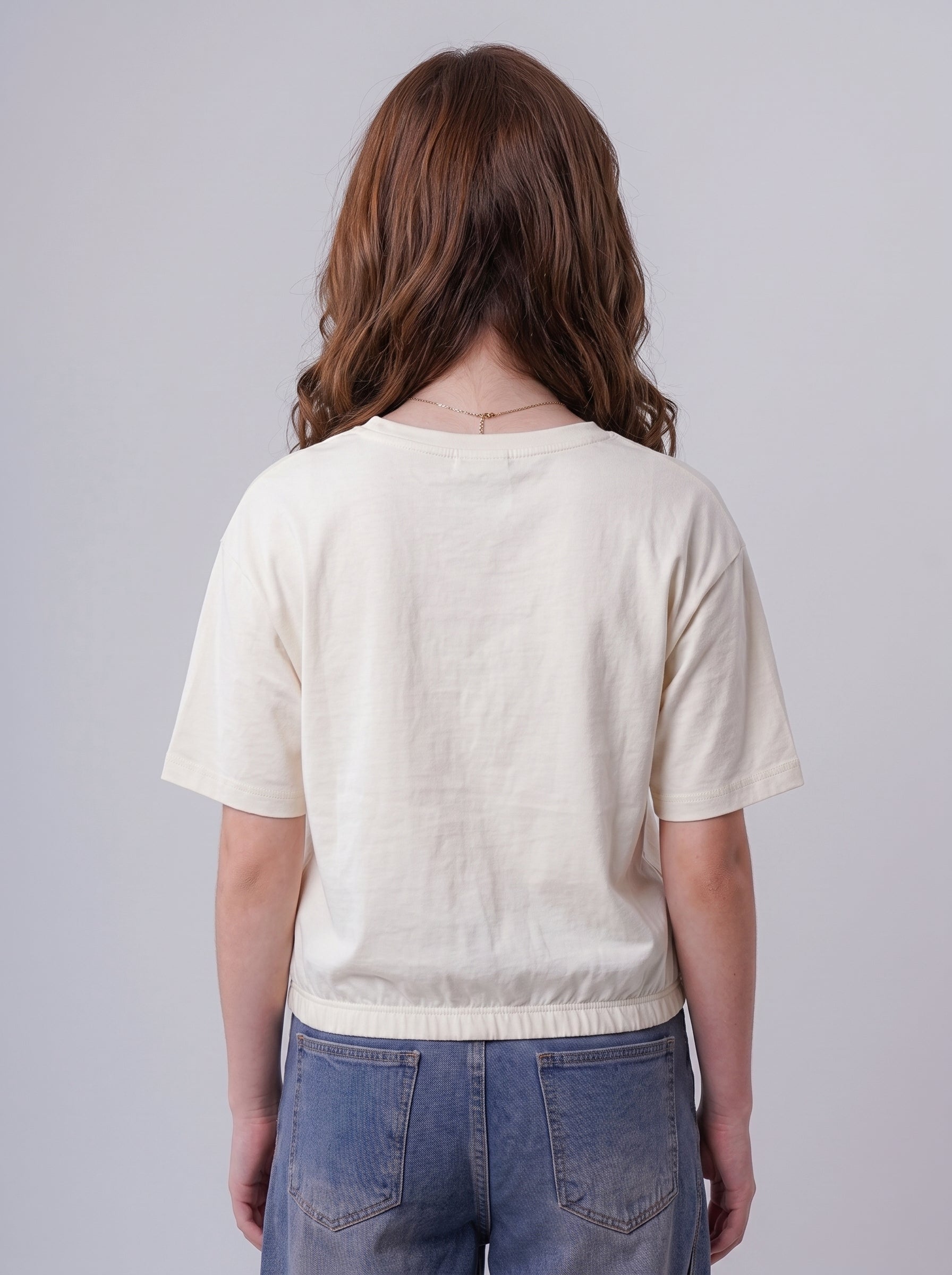 Girls' Elastic-Hem Embroidered Tee