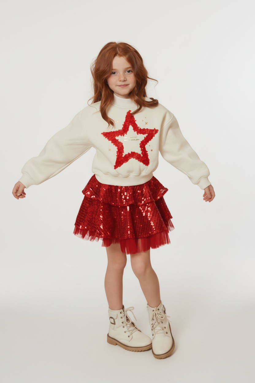 Girls' Sparkling Sequin Tiered Skirt