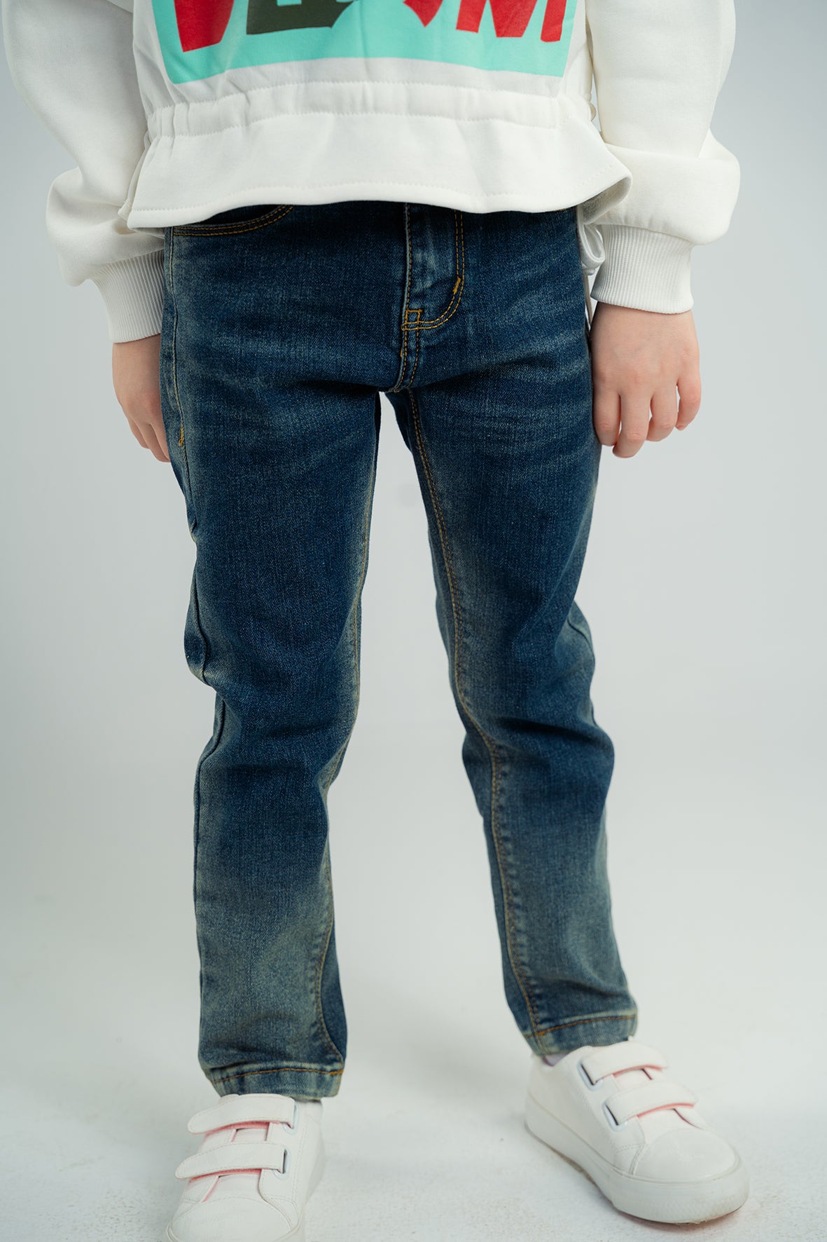 Girls Dark Blue Straight Fit Jeans