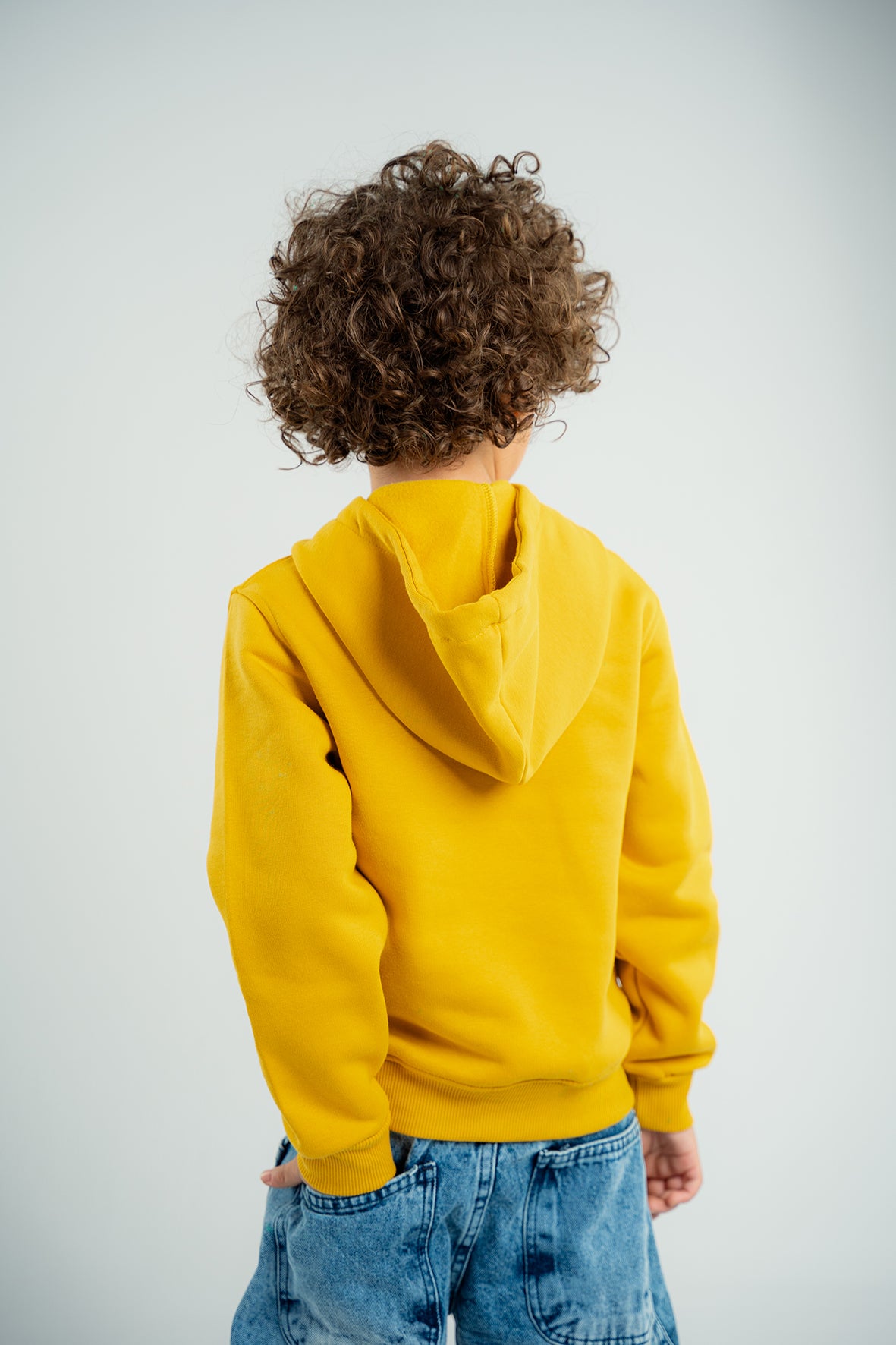 Boys Yellow Hoodie with Panda Face Embroidered