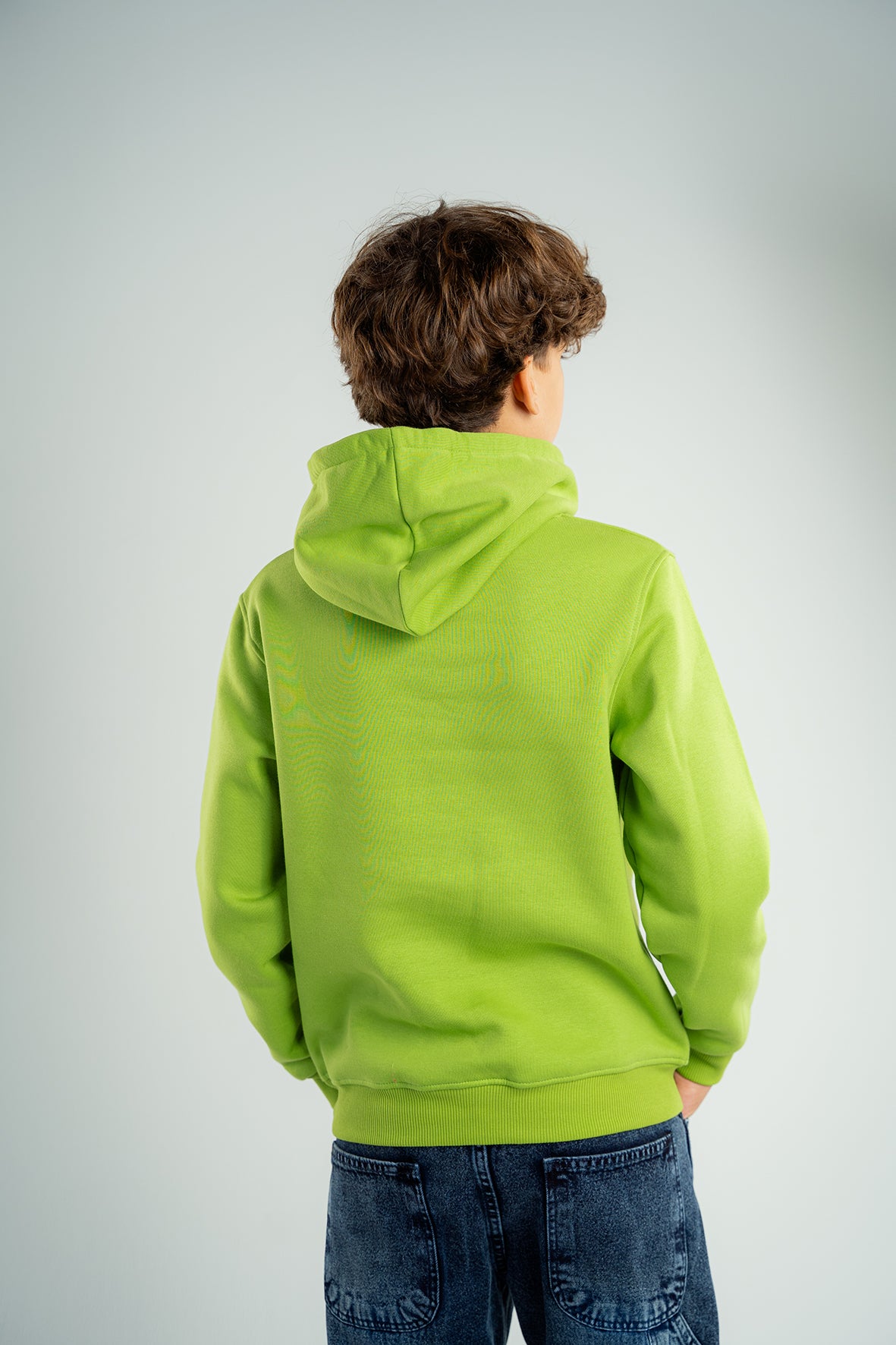 Boys Lime Green Hoodie with Panda Face Embroidered