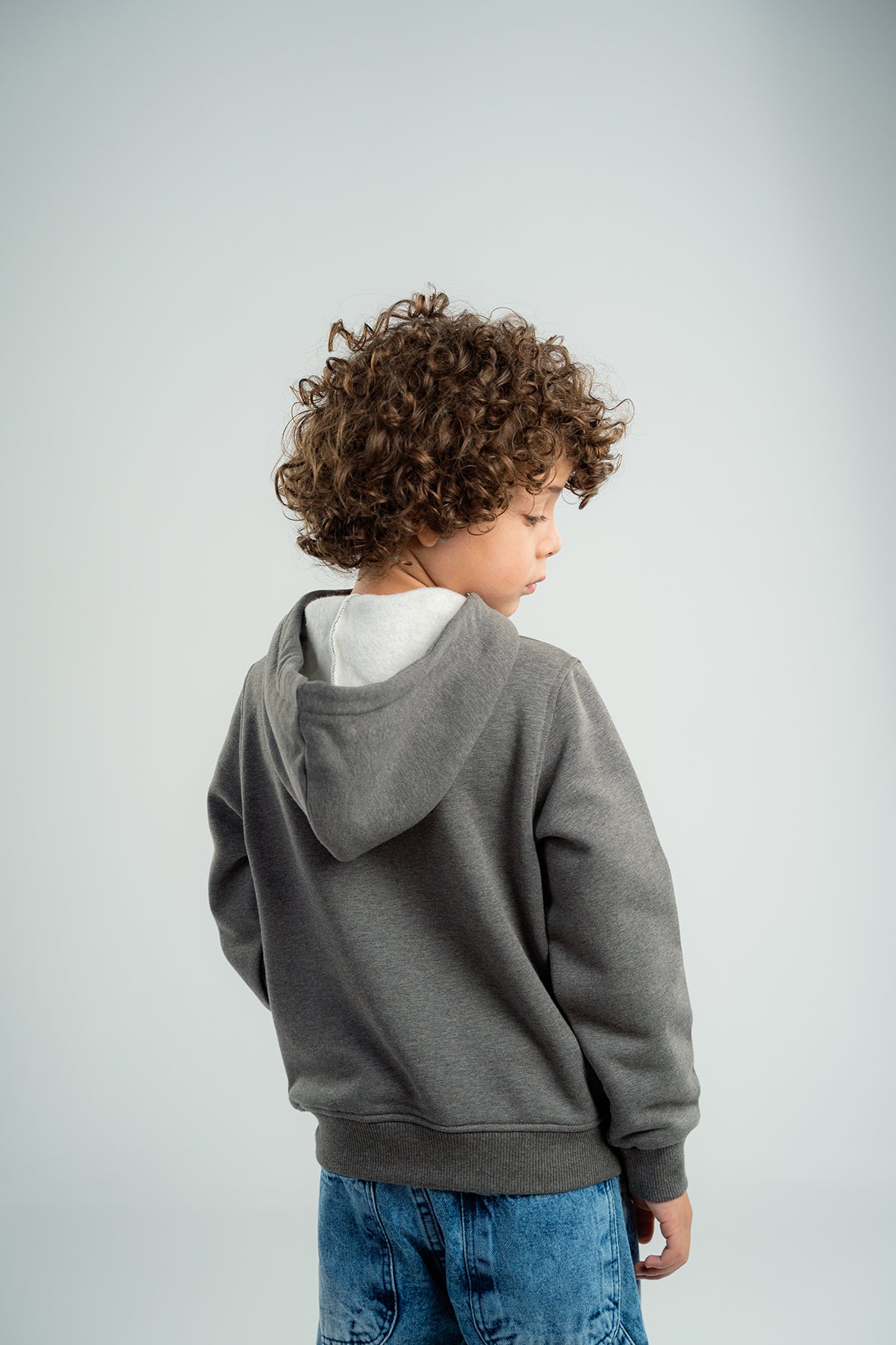 Boys Dark Gray Hoodie with Panda Face Embroidered