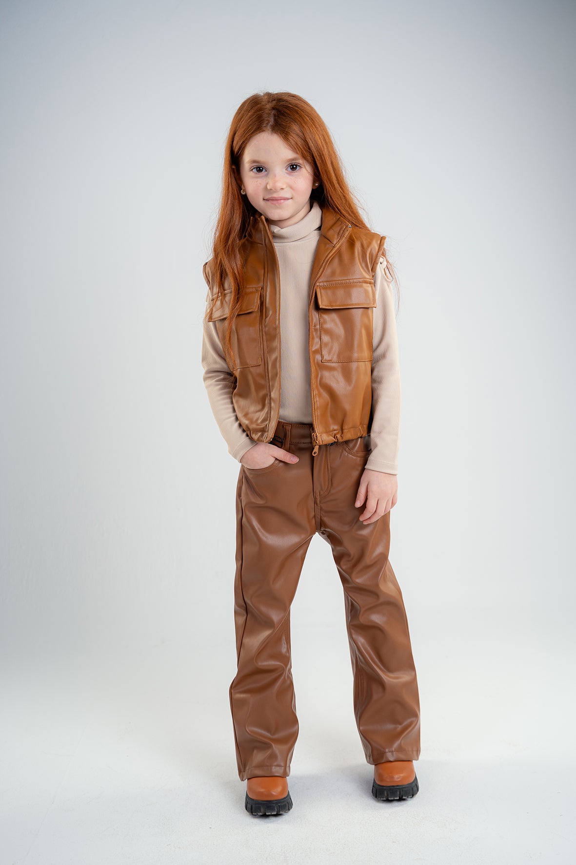 Girls Brown Leather trousers